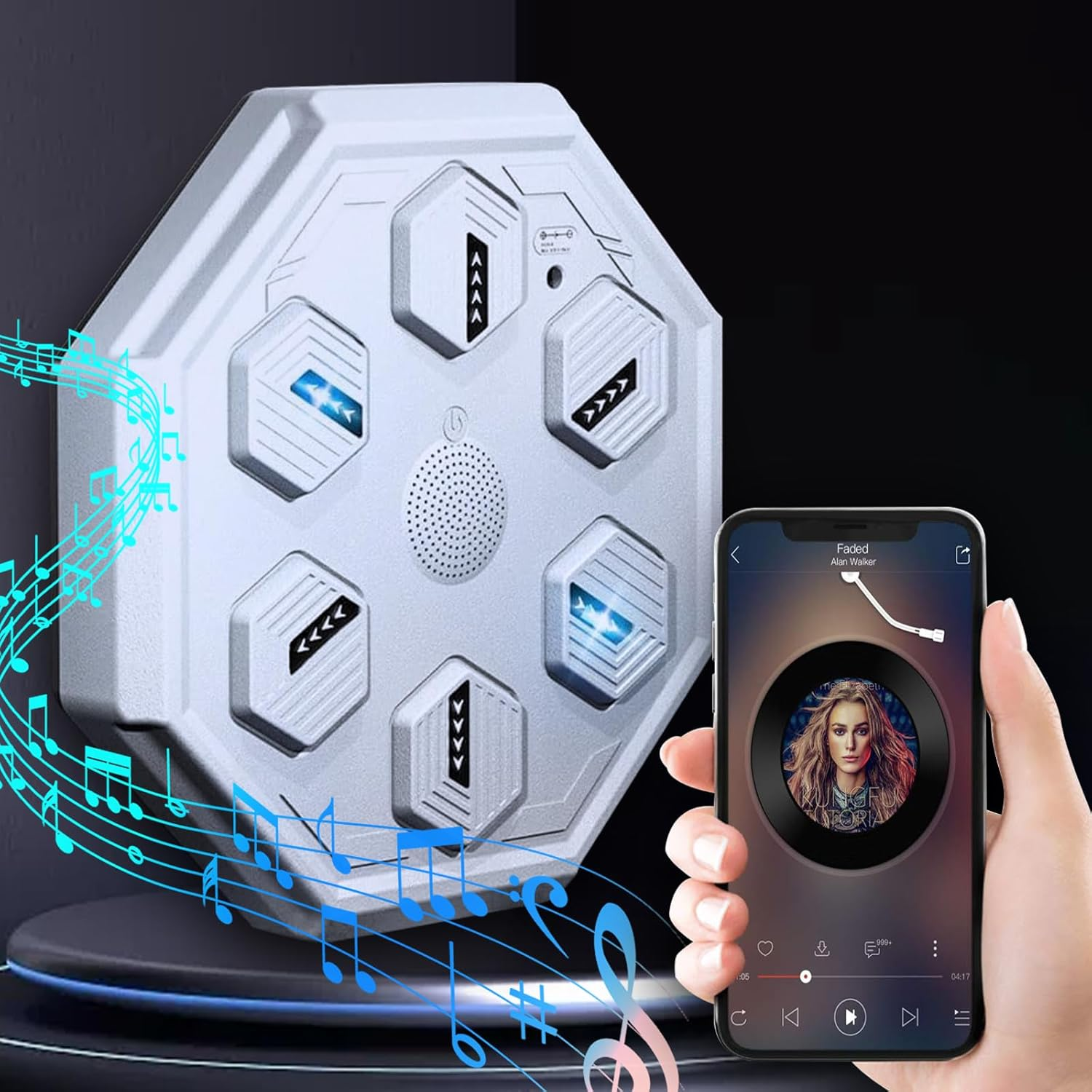 Youngly Smart Music Boxing Machine Can Connect to Bluetooth Boxing Traing Machine for Focus Agility Training Wall Mounted Punching Equipment with LED Lighting Effect/Grey image number 3