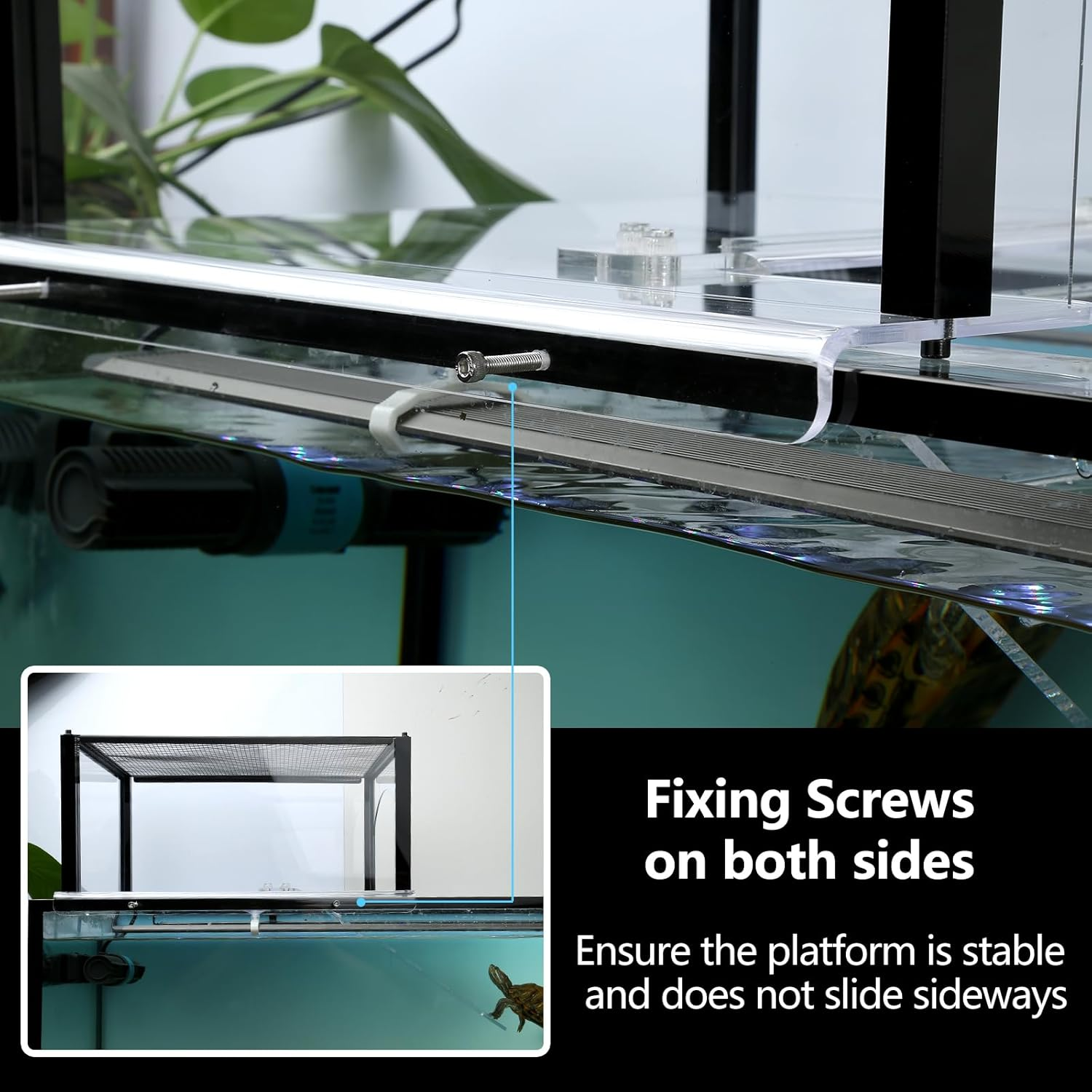 Turtle Topper Basking Platform for Aquatic Turtles 10/20/29/40 Gallon Long Tank 55 Gallon, Aquatic Reptile Ramp Dock, Turtle Terrace, Turtle Tank Accessories image number 2