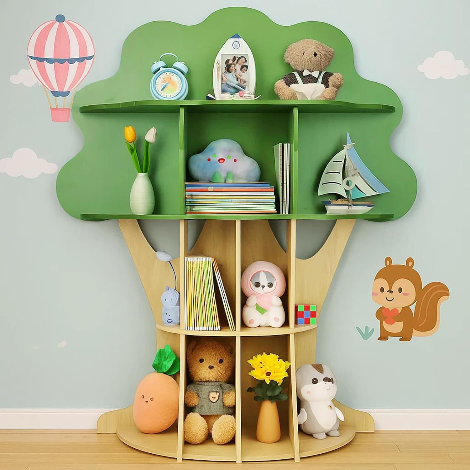 Tree Bookshelf for Kids - 130Cm Multi-Functional Tree Bookcase with Safety Anchor | Large Storage for Toys & Books | Non-Toxic Finish image number 5