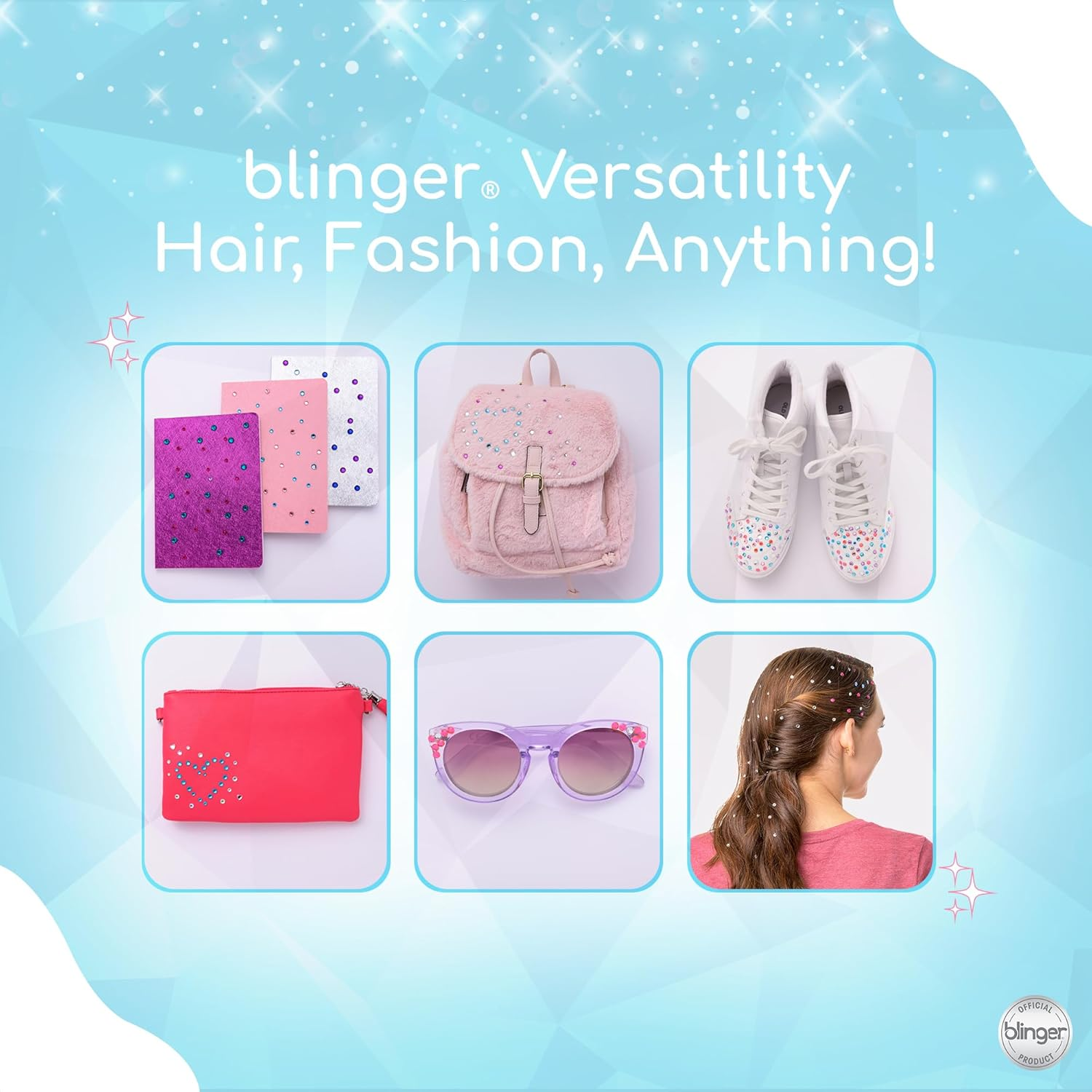 Blinger&reg; on the Go Mini Starter Kit &ndash; Bright (Lime Green) | 80 Rhinestones | Hair Styling Tool | Hair-Safe &ndash; Bling in Brush Out image number 6