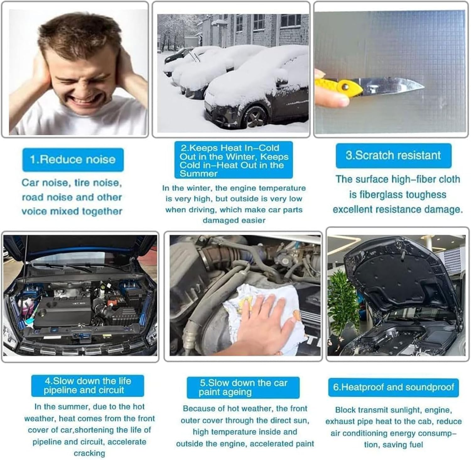 Homodoskey Sound Deadener, Noise Proofing Insuation Mat Auto Heat Shield Foam- 394Mil 21.53Sqft Car Sound Deadening Material Mat, Auto Audio Deadener Foam for Hood Engine Roof Trunk image number 4