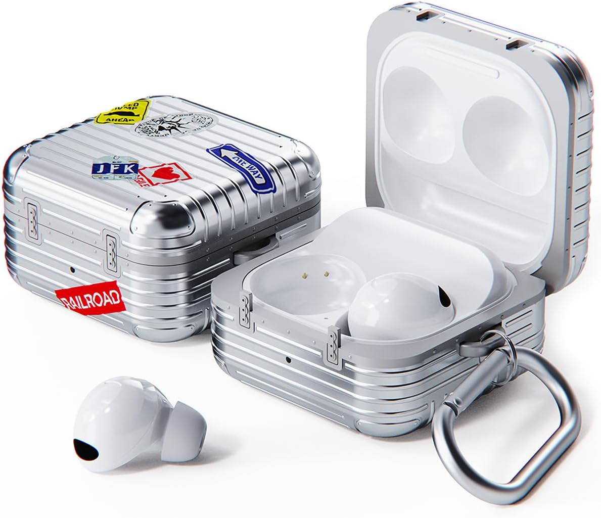 Miak Galaxy Buds Case (Buds2/Buds2 Pro/Buds Pro/Buds Live/Buds FE) Carrying Case [Shock Resistant, Double Layer Structure, Hard Case with Carabiner, Custom Decoration] Samsung Galaxy Buds Black