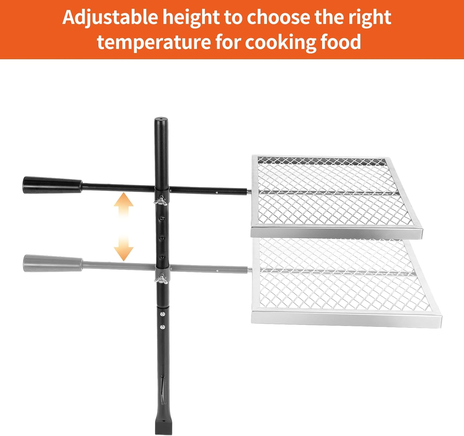 Biggerfire Swivel Campfire Grill 360&deg; Adjustable Open Fire Grill Grate, Fire Pit Grill Grate over Fire Pits, Outdoor Cooking Equipment for Camping,Picnics Campfires image number 2