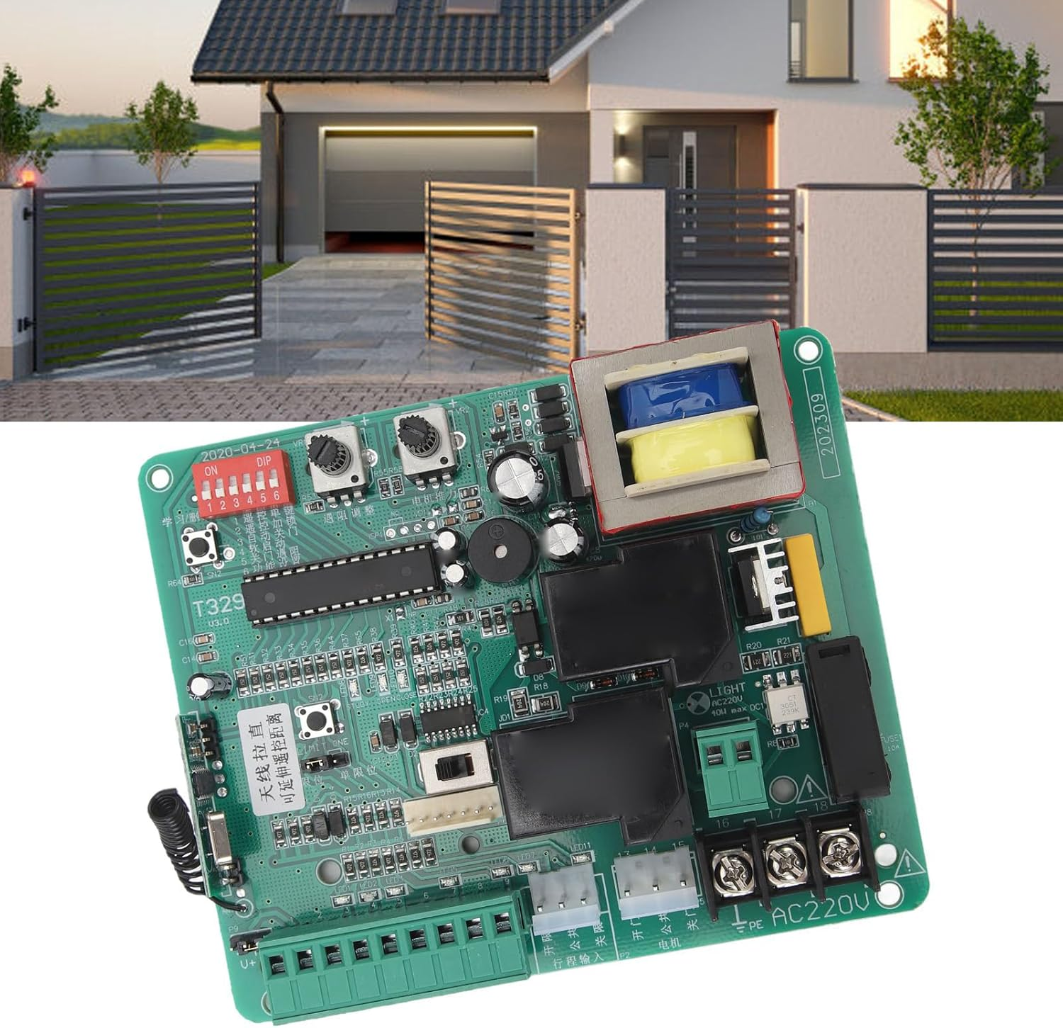 Control Board for AC Sliding Gate Opener, Universal Main Electronic Control Board with LED Indicator, Sliding Gate Motor Replacement Accessories image number 6