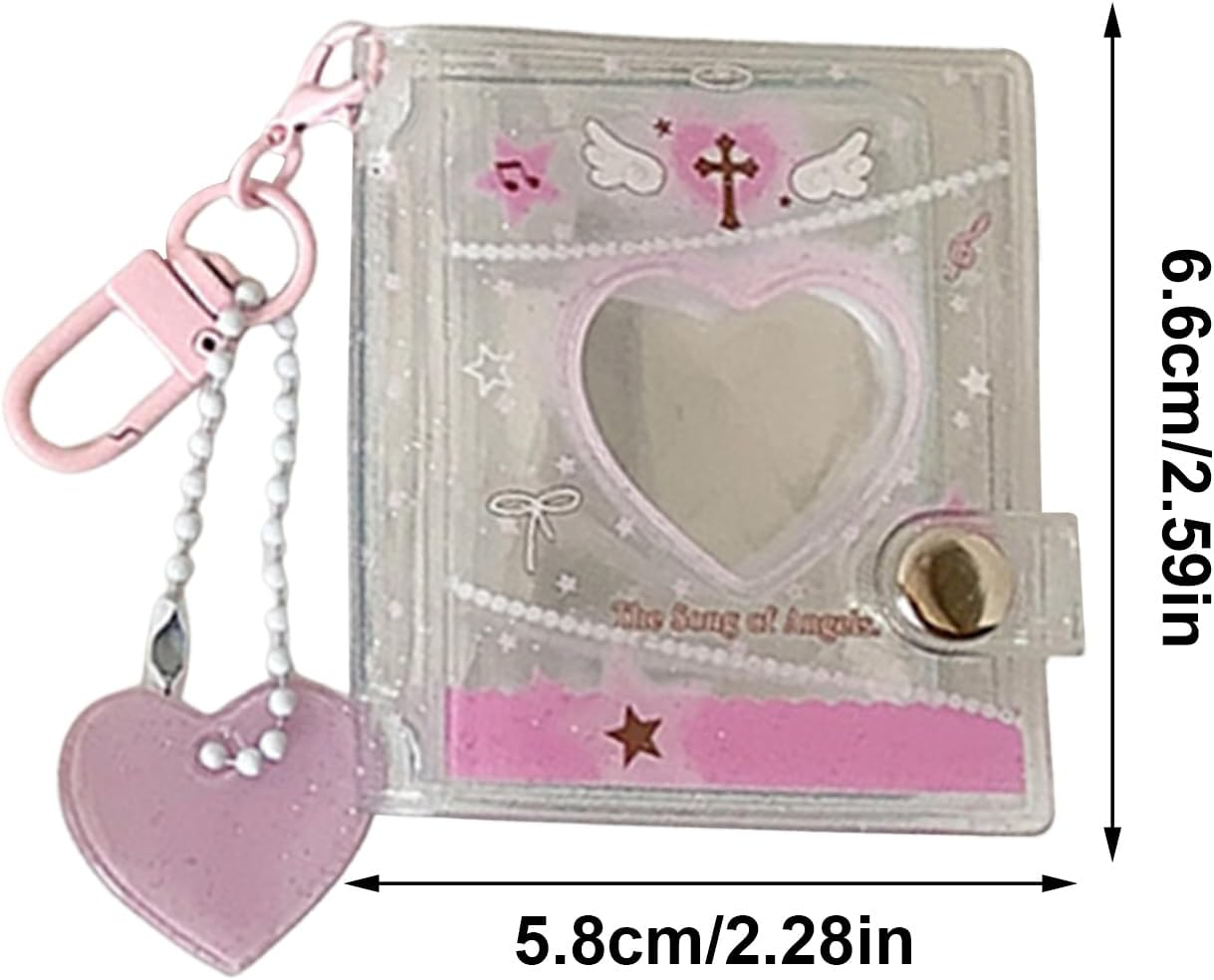 Tmdycg Photo Keychain | 12 Pockets Double-Sided Bag Charm,2 Inch Pocket Photo Album Keychain | for Graduation Valentine Day Birthday Travel School Backpack Bags Wallet Kids Adults - Pink image number 6