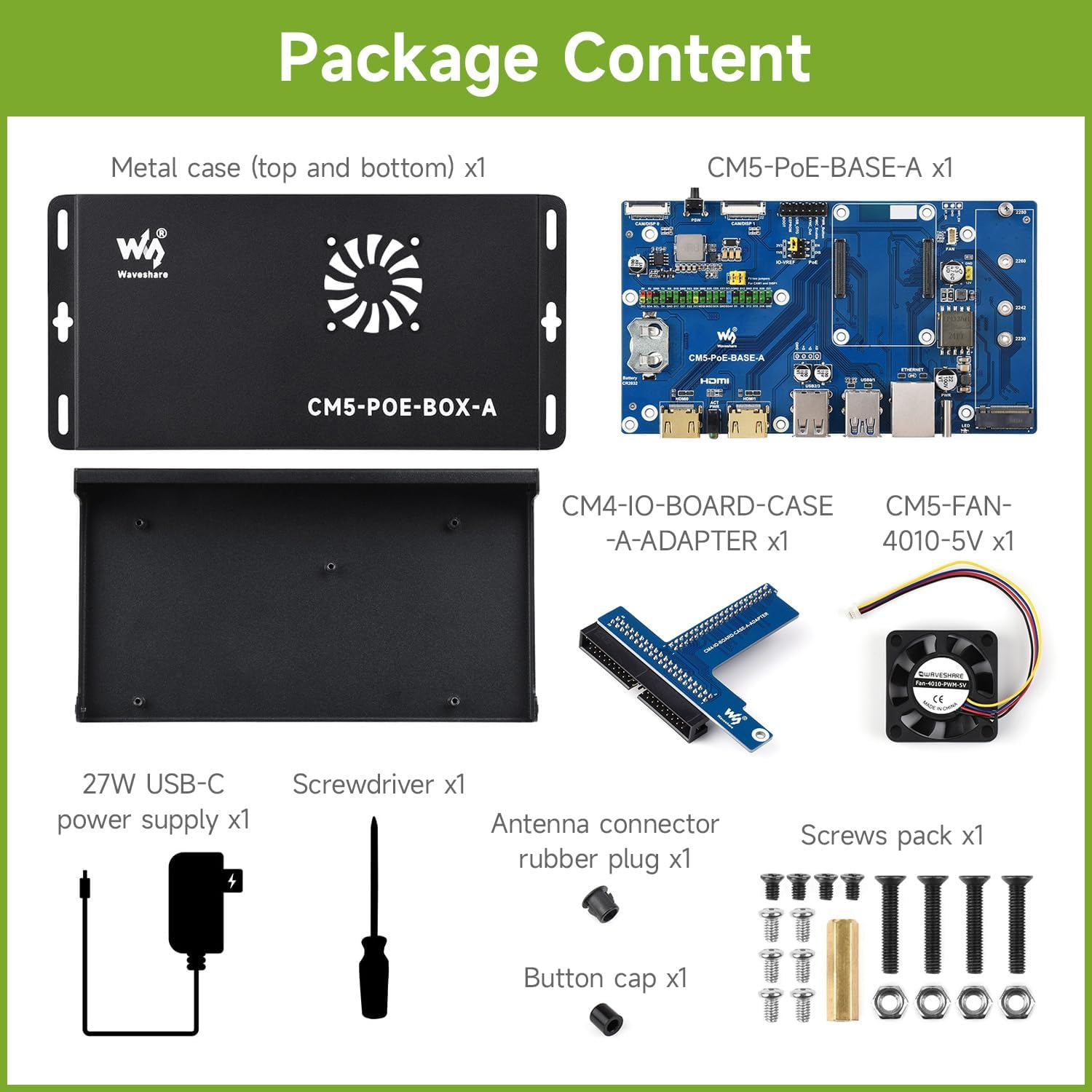 Waveshare Compute Module 5 IO Board+Case, Compatible with All Variants of Raspberry Pi CM5, with Poe Feature, Bundle with Board+ Case+Power Supply image number 4
