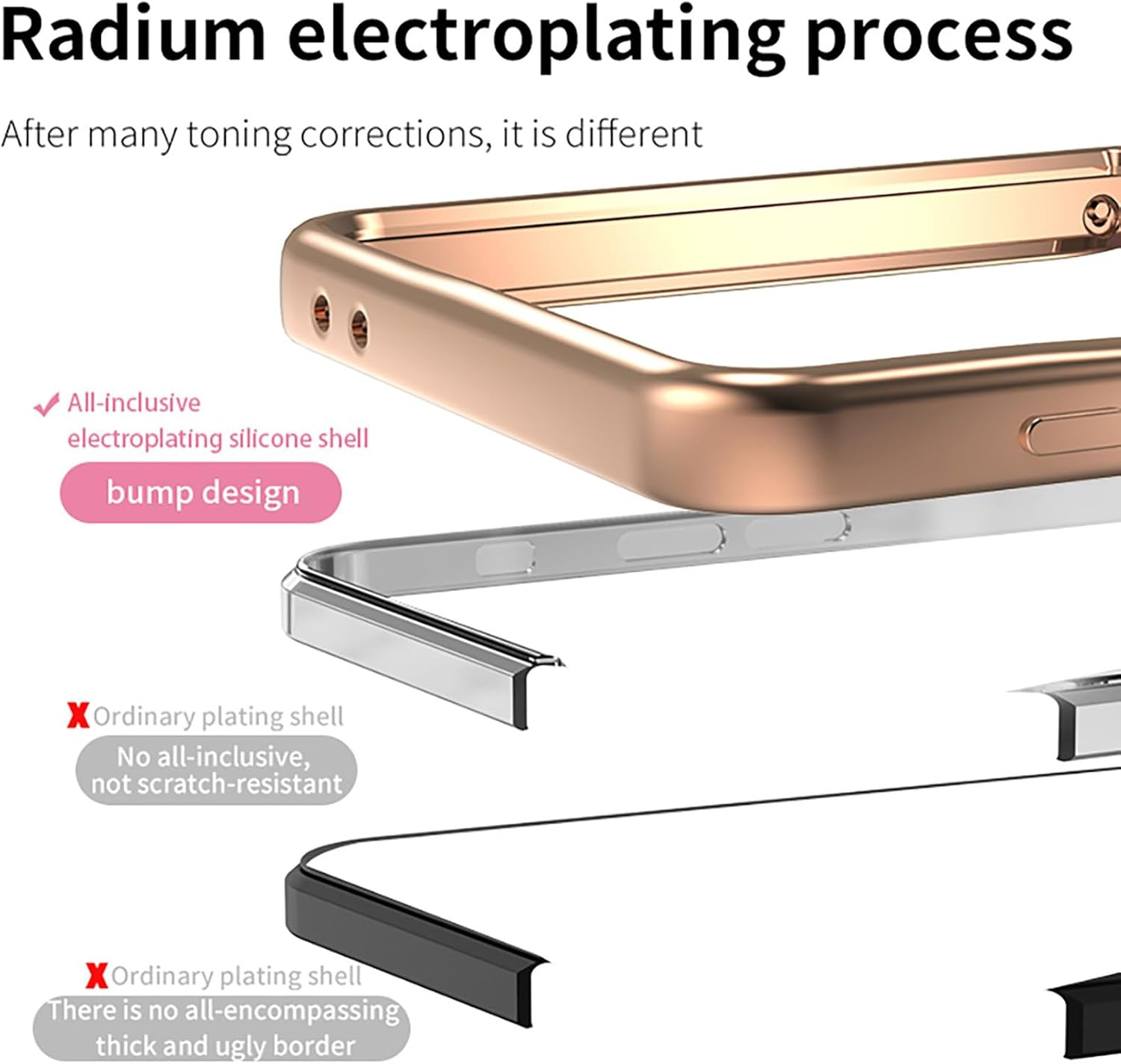 ILING Case for Samsung Galaxy Z Flip 7 5G (Z Flip7 5G) with 360 Degree Ring Stand, Luxury Galvanised Gold Trim, Soft TPU Silicone, Shockproof Protective Case, Ultra Thin Women'S Mobile Phone Case image number 1