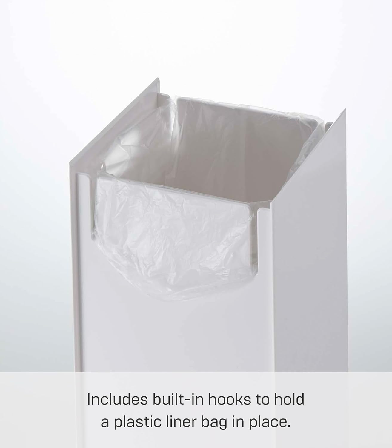 Yamazaki Home Trash Can-Modern Open Top Garbage Waste Bin Basket with Handle | Plastic, Short, White - Black image number 6