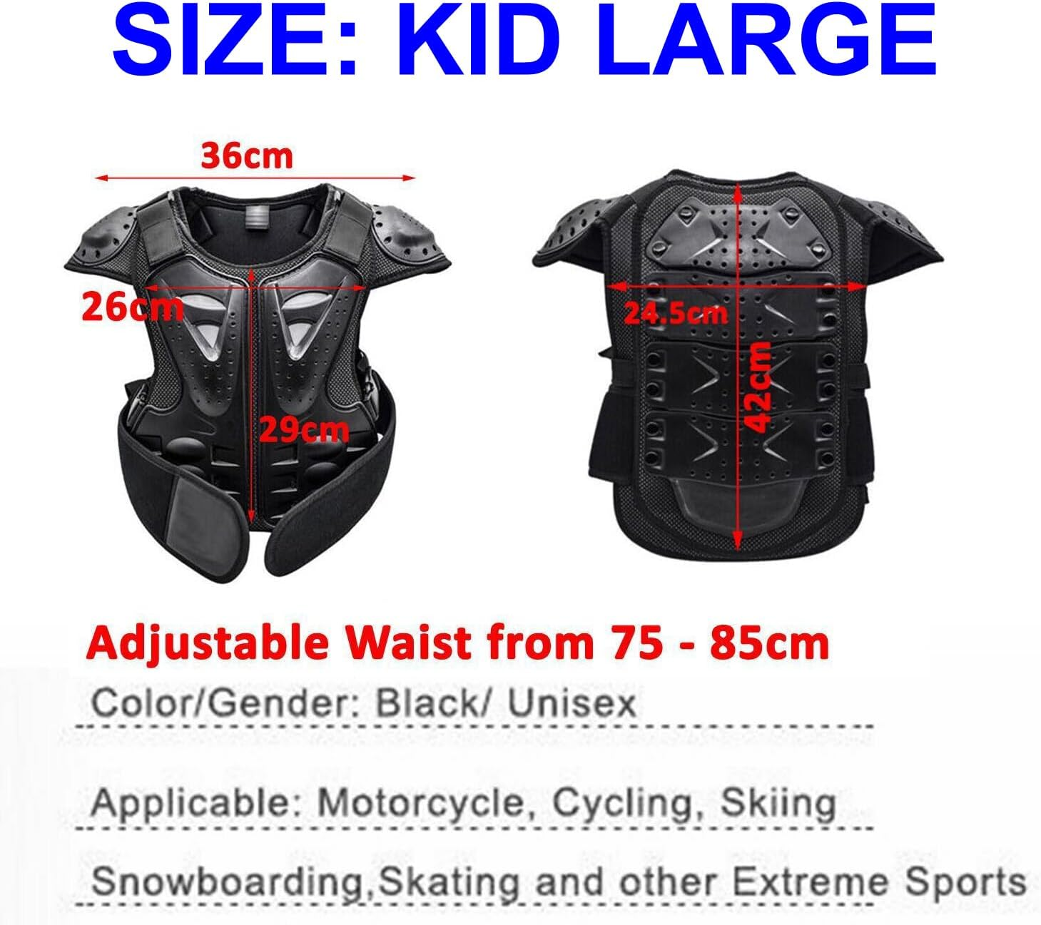 TDR Kids Body Armour Protective Gear Chest Spine Shoulder Guard Boys Girls Youth Motocross MX Dirt Bike BMX ATV Motorcycle Cycling Skateboard Ages 3-6 image number 1
