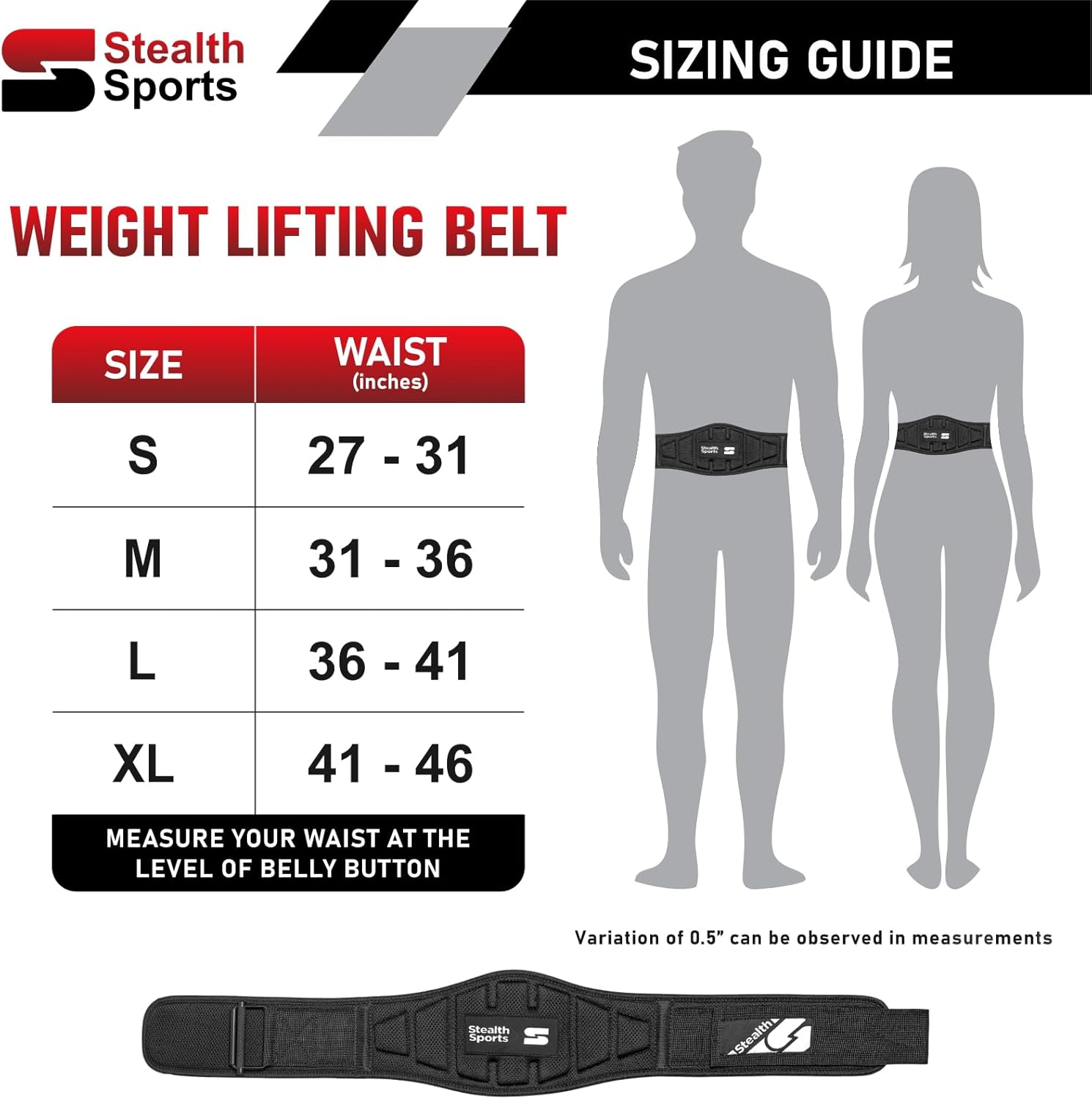 Stealth Sports Weight Lifting Belt &ndash; 6.5&rdquo; Back Support Padded Workout Belt Auto Lock Buckle &ndash; Neoprene Gym Belt Men Women &ndash; Fitness Bodybuilding Training Deadlift Squats Weightlifting Belt image number 4