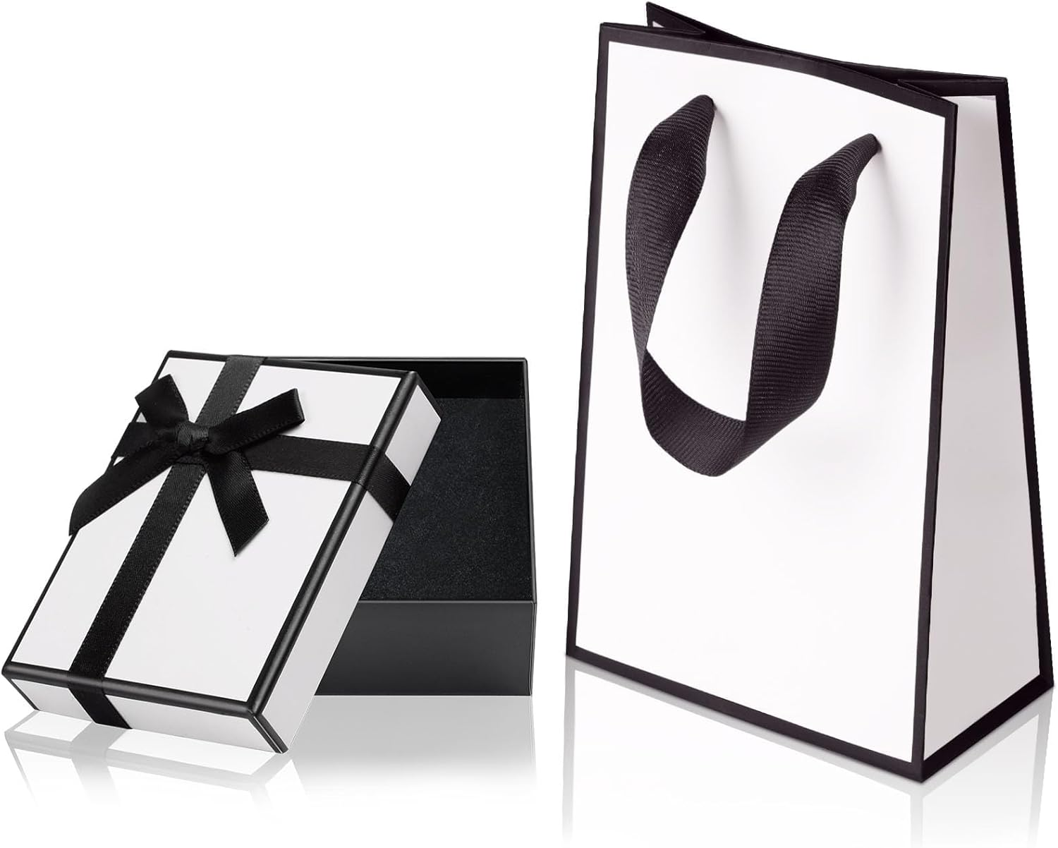 OSYLICT Small Gift Box and Gift Bag,9X7X3Cm Jewellery Case and Paper Bag,Bow-Knot Boxes with Lid for Rings Earrings Necklace Bracelet,For Weddings Birthdays Christmas image number 2