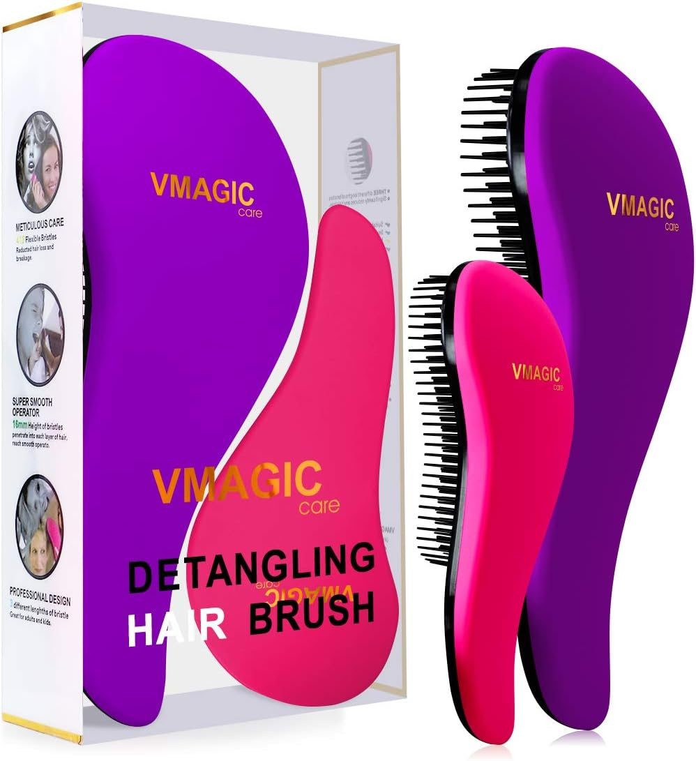 Detangling Brush - Glide the Detangler Brush through Tangled Hair - Best Brush/Comb for Women, Girls, Men & Boys - Use in Wet and Dry Hair (Skyblue)