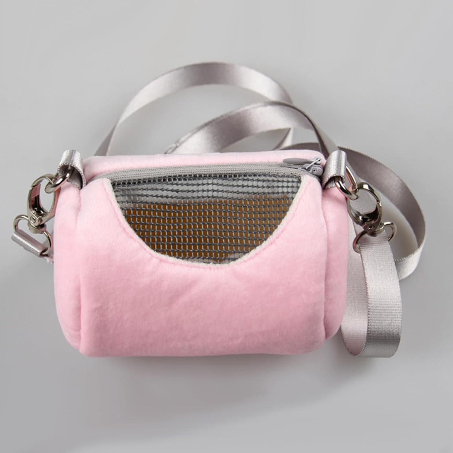 Hamster Carrier Bag | Small Animal Warm Plush Travel Bag,Lizard Bird Rabbit Cage, Breathable Mesh Window, Cylinder Travel Pouch for Bearded Dragon Hedgehog Ferret and More Borato image number 2