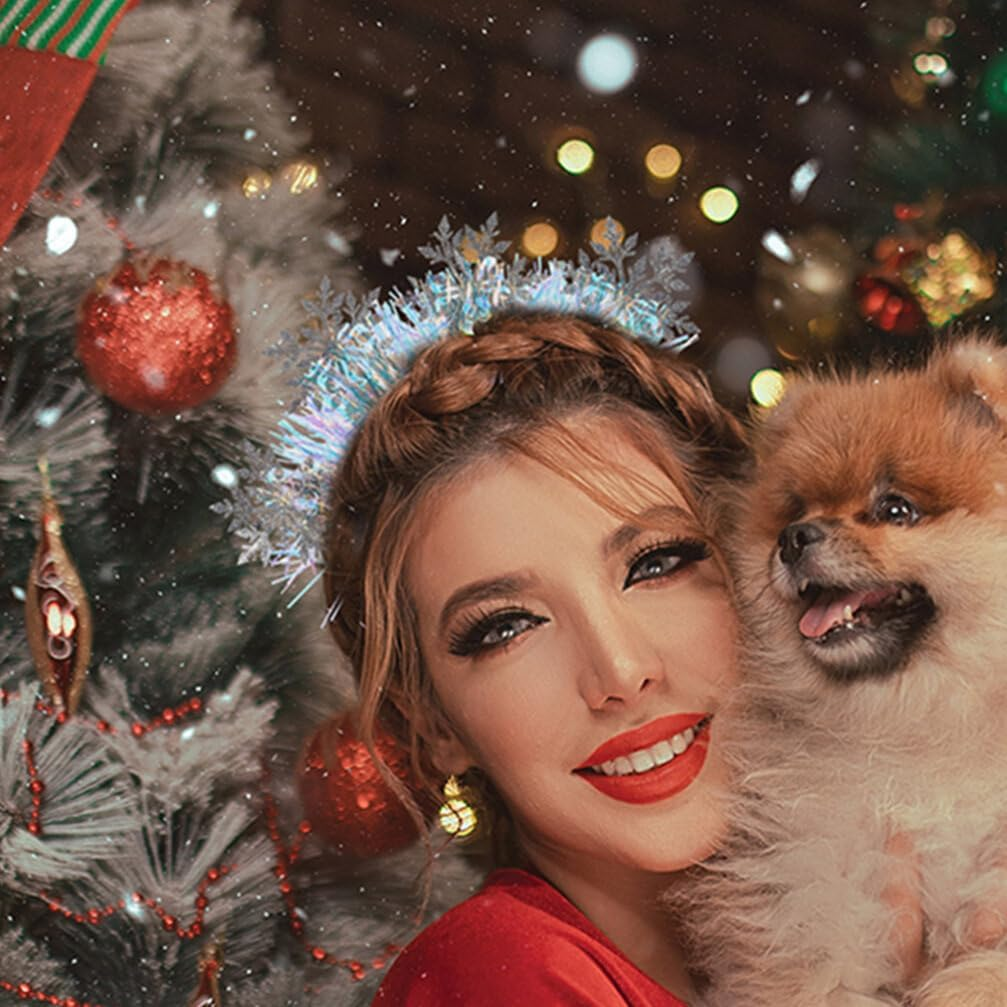 Healvian 3 Pieces Snowflake Headband Glitter Snowflake Headband Fascinator Hair Headdress Christmas Headbands for Women image number 4