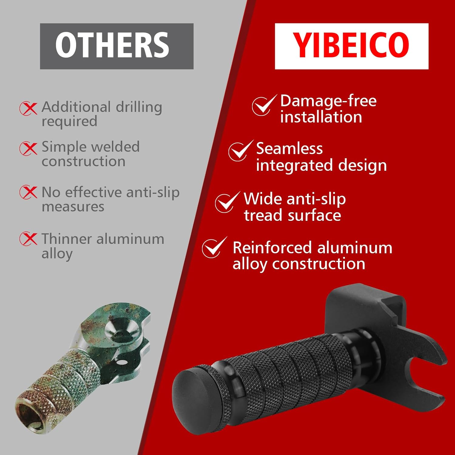 Upgraded Passenger Foot Pegs for Ridstar Q20/ Q20 PRO/ H20 PRO/ H26 PRO, Non-Foldable Non-Slip Passenger Footrest Pegs with Mount Bracket, Rearsets Foot Rest image number 2