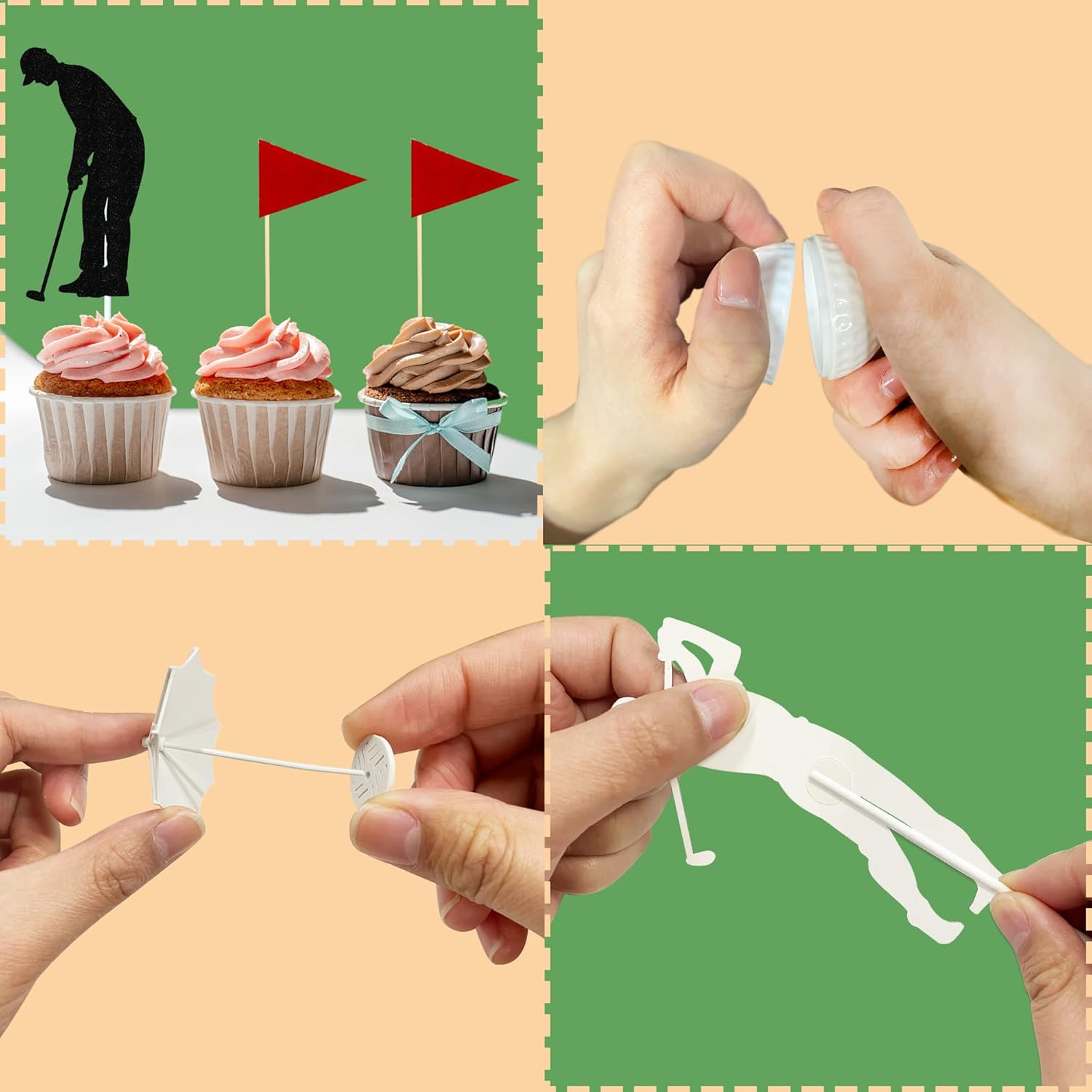 Golf Cake Decorations Golf Cart Cake Toppers Heading for the Green Cake Topper for Golfers with Cart Flag Golf Ball for Golf Theme Party Supplies (Blue)