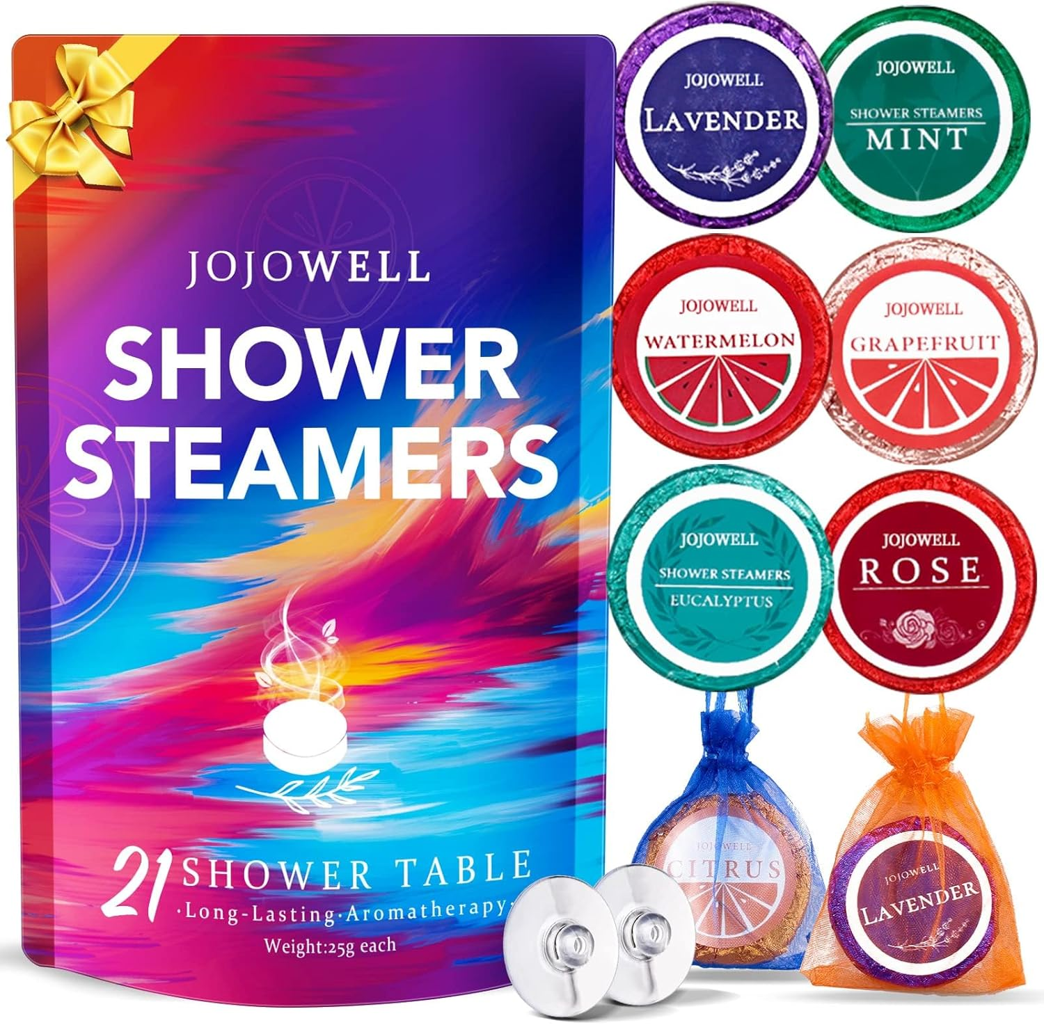 Jojowell Shower Steamers Aromatherapy - 21Pcs Shower Bombs Birthday Gifts for Women Essential Oil, Nasal Relief, Self Care Spa Gifts for Women, Gifts for Her, Wife, Mom Birthday Gifts