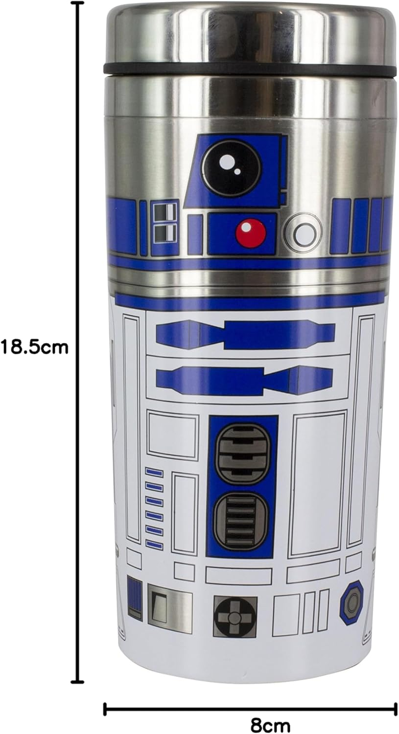 Paladone R2-D2 Travel Mug-Officially Licensed Star Wars Merchandise, Brushed Steel, Multi-Colour, 1 Count (Pack of 1) image number 2