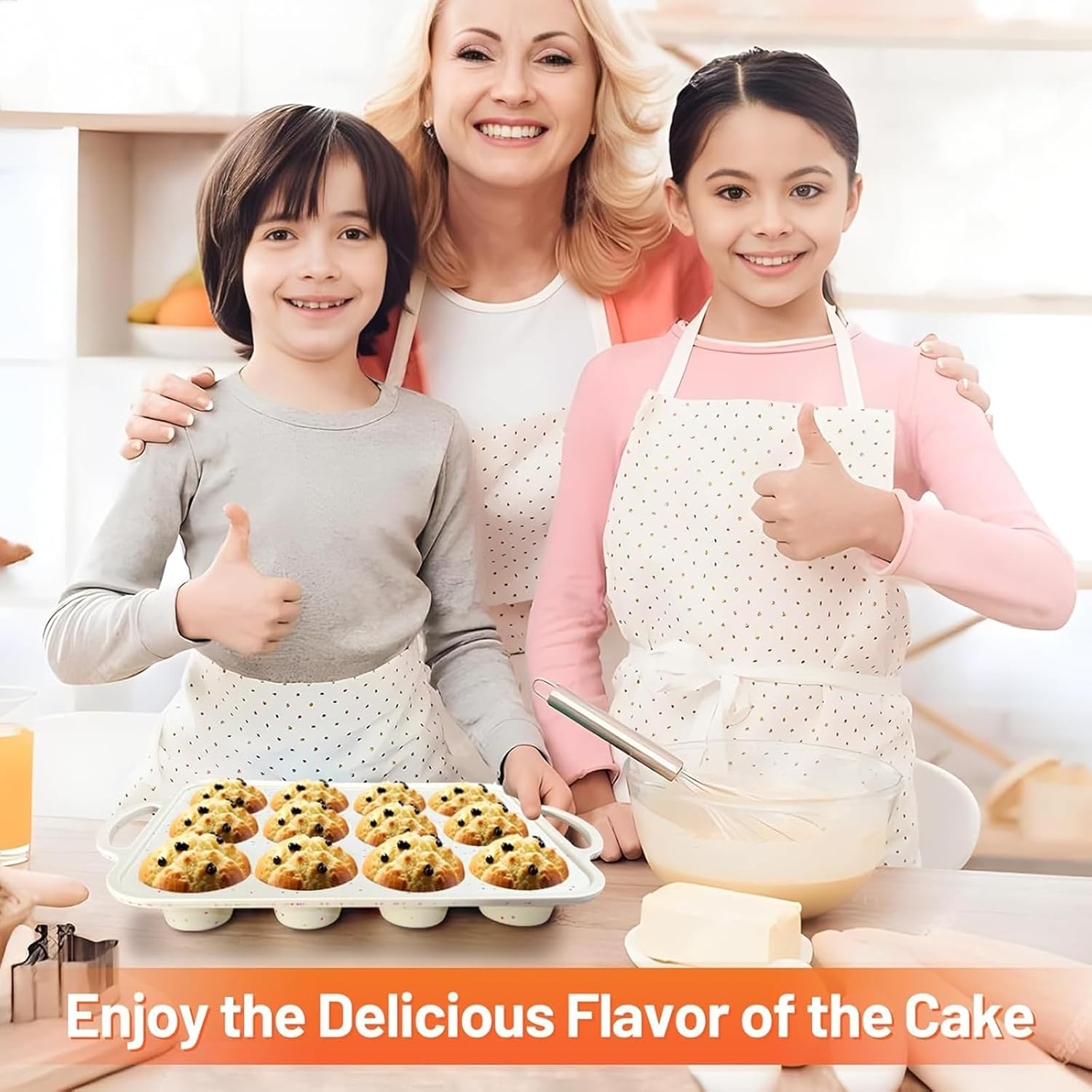 2Pack Silicone Muffin Pan for Baking, Mini Nonstick Silicone Baking Pan Cupcake Set, BPA Free Silicone Muffin Tray, Cupcake Baking Pan Molds for Oven Dishwasher Safe image number 1