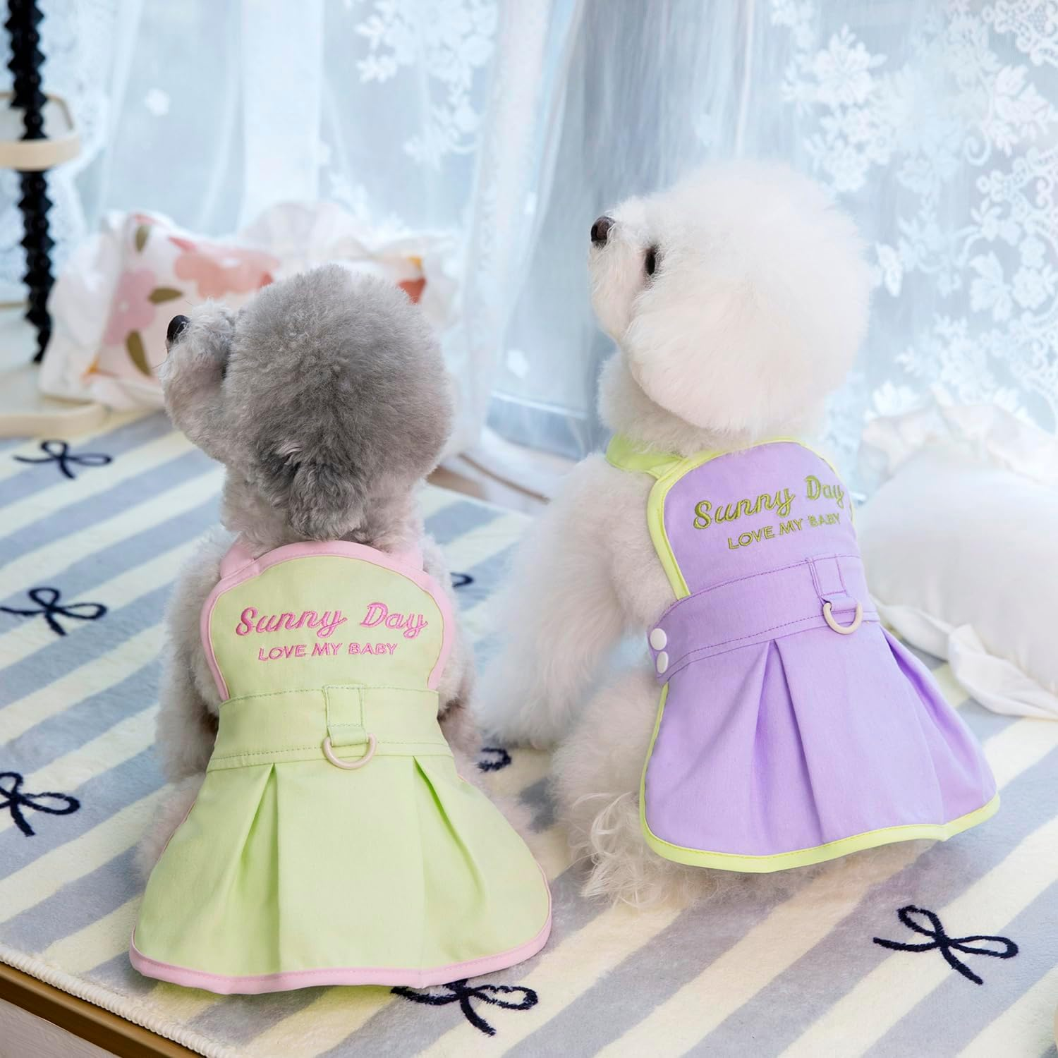 2-Piece Dog Dresses Puppy Luxury Princess Dress Sunny Day Wear Wedding Evening Dress Summer Straps Skirt Doggie Dress for Small Dog Girl image number 1