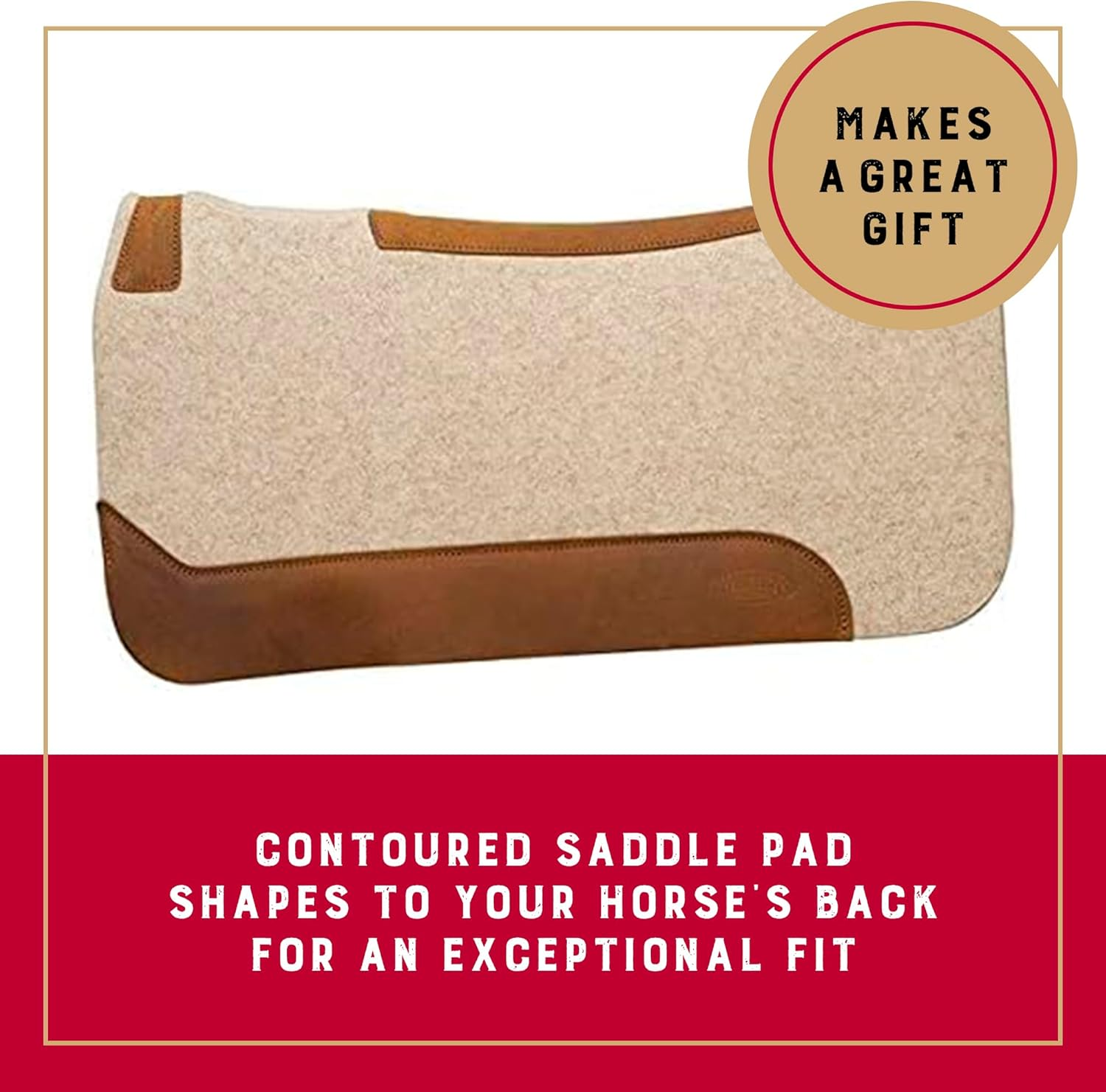 Weaver Equine Unisex Adult 30" X 30" Felt Pad Saddle Pad Tan 1 Piece (Pack of 1) image number 2