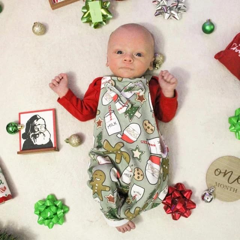 YOKJZJD Newborn Baby Boy Christmas Outfit Gingerbread Santa Suspender Pants Bib Overalls Jumpsuit Thanksgiving Clothes image number 3