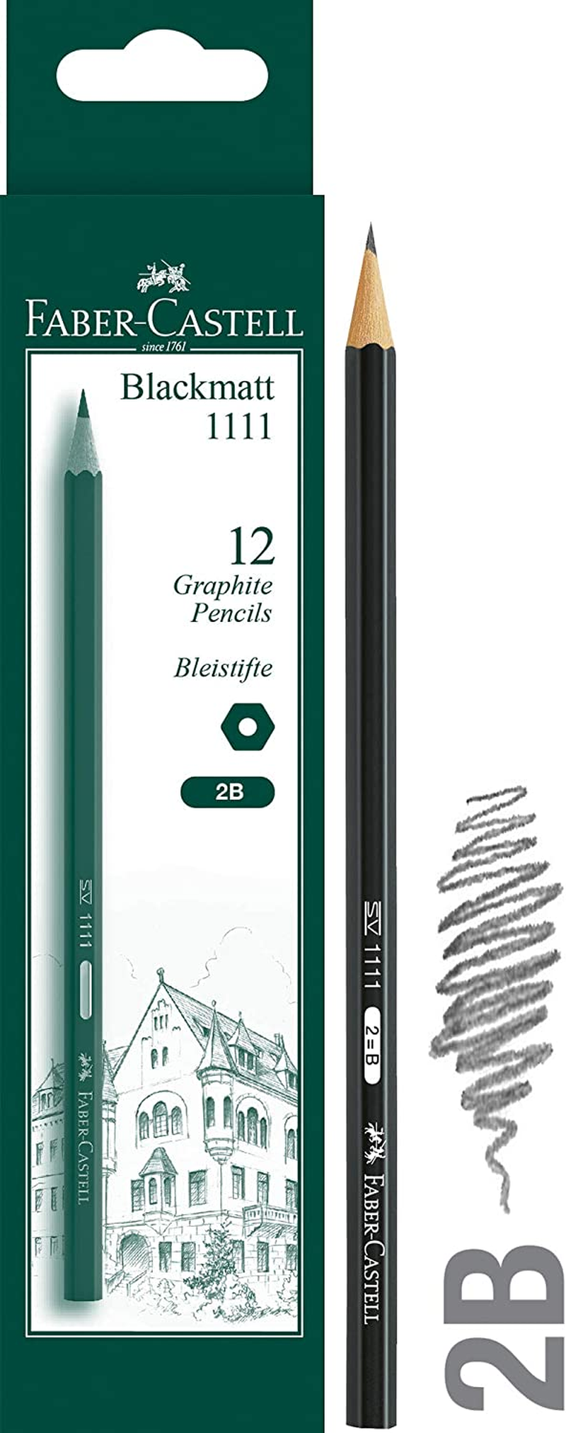 Faber-Castell Graphite Pencil 1111 HB, Pack of 12, (12-111100) image number 3
