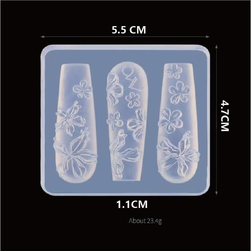 Hecticcore 3D Flower Nail Art Silicone Mould Nail Art Silicone Tools, Flower, Rose Nail Art Engraving Template, for Nail Design, 3D Gel Nail Charms, Silicone Casting Moulds for Resin Art and Nail Art image number 6