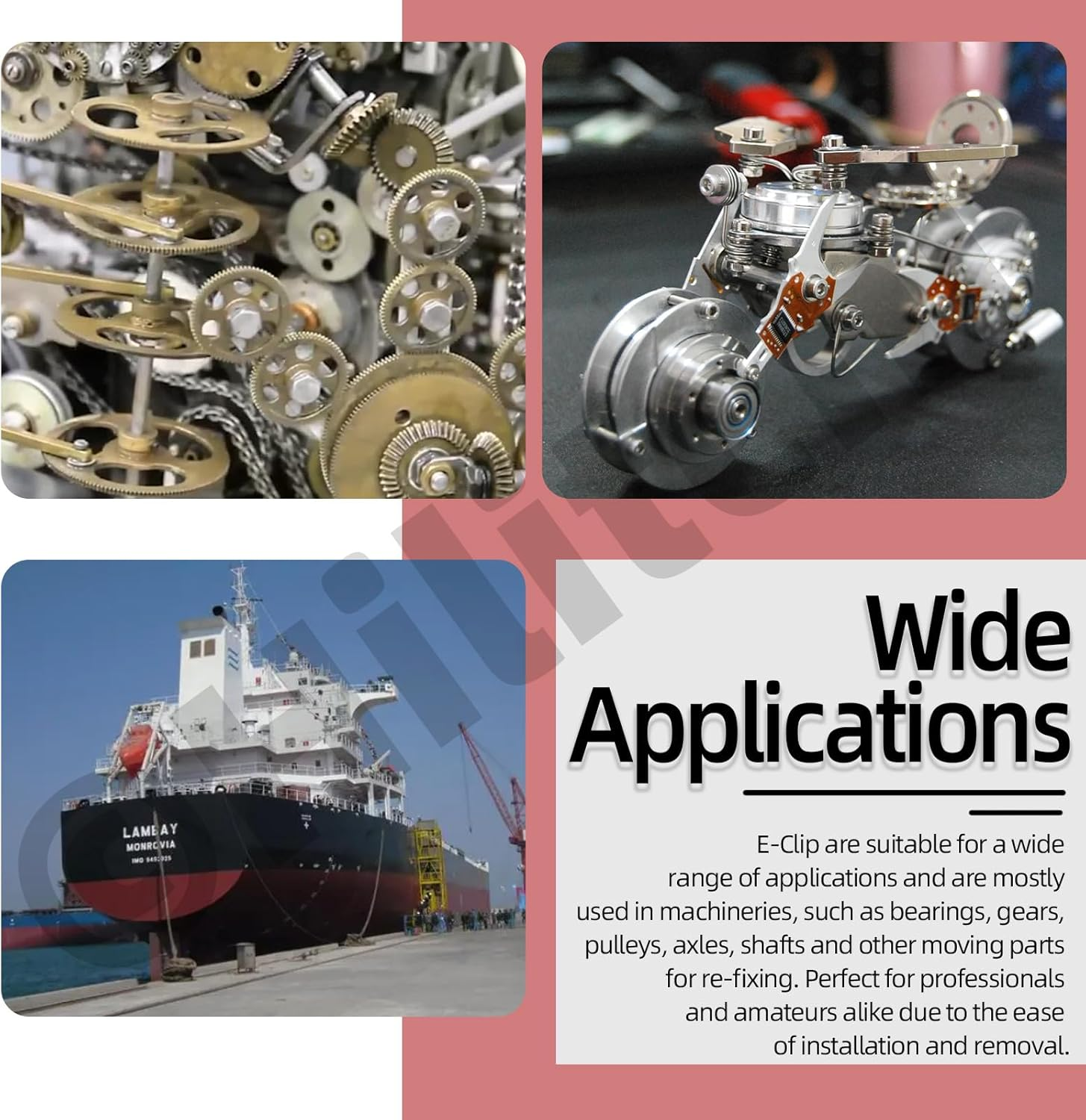 Hilitchi 211Pcs 14 Sizes 304 Stainless Steel E Clip Assortment Kit External Retaining Ring Snap Ring E-Clip Circlip Split Ring with Tweezer for Machine Shaft Electrical Automobiles image number 1