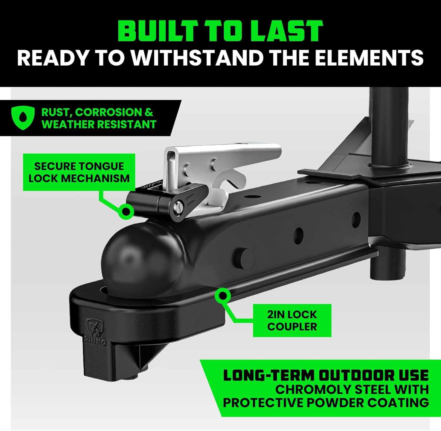 Rhino USA Trailer Hitch Lock Kit (For 2" Trailers) Heavy Duty anti Theft Trailer Coupler Locks for RV, Camper, Trailer, Boat, Caravan - Reinforced Solid Steel Tow Lock for Trailer Tongue image number 2