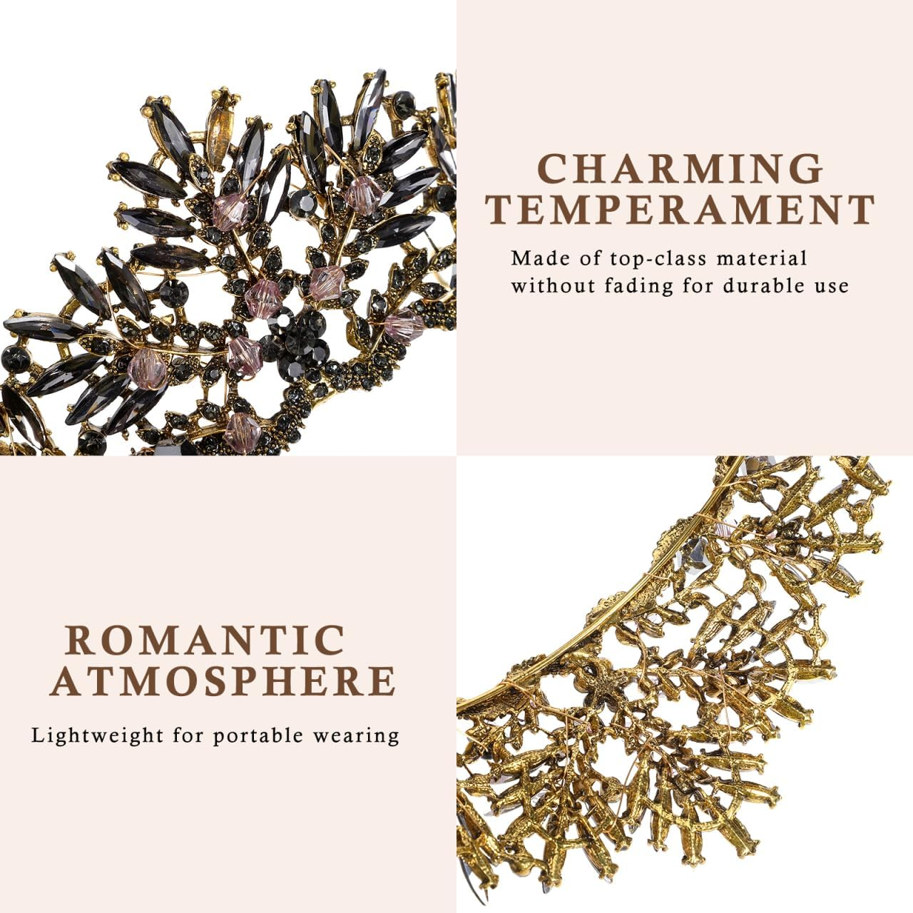 Luxshiny Bridal Hair Shining Baroque Crown for Women - Rhinestone Hair Comb Tiara Headband - Crystal Wedding Crown image number 1