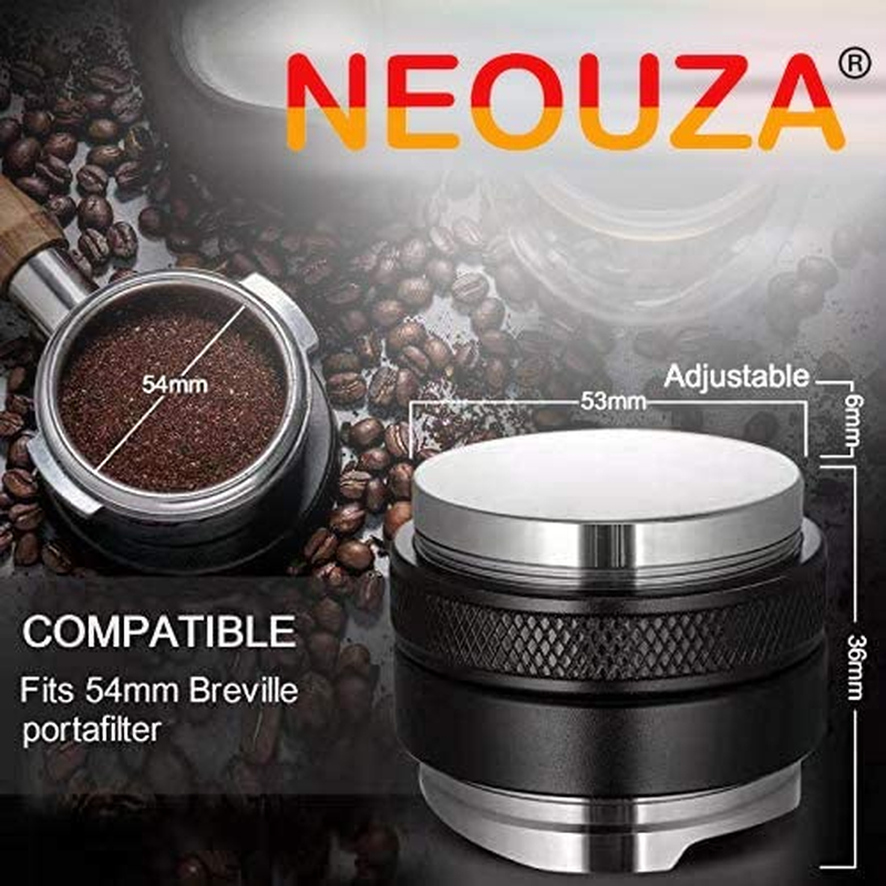 NEOUZA 53Mm Coffee Distributor & Tamper, Dual Head Coffee Leveler Compatible with Breville 54Mm Portafilter Coffee Machine Accessories, Adjustable Depth image number 1