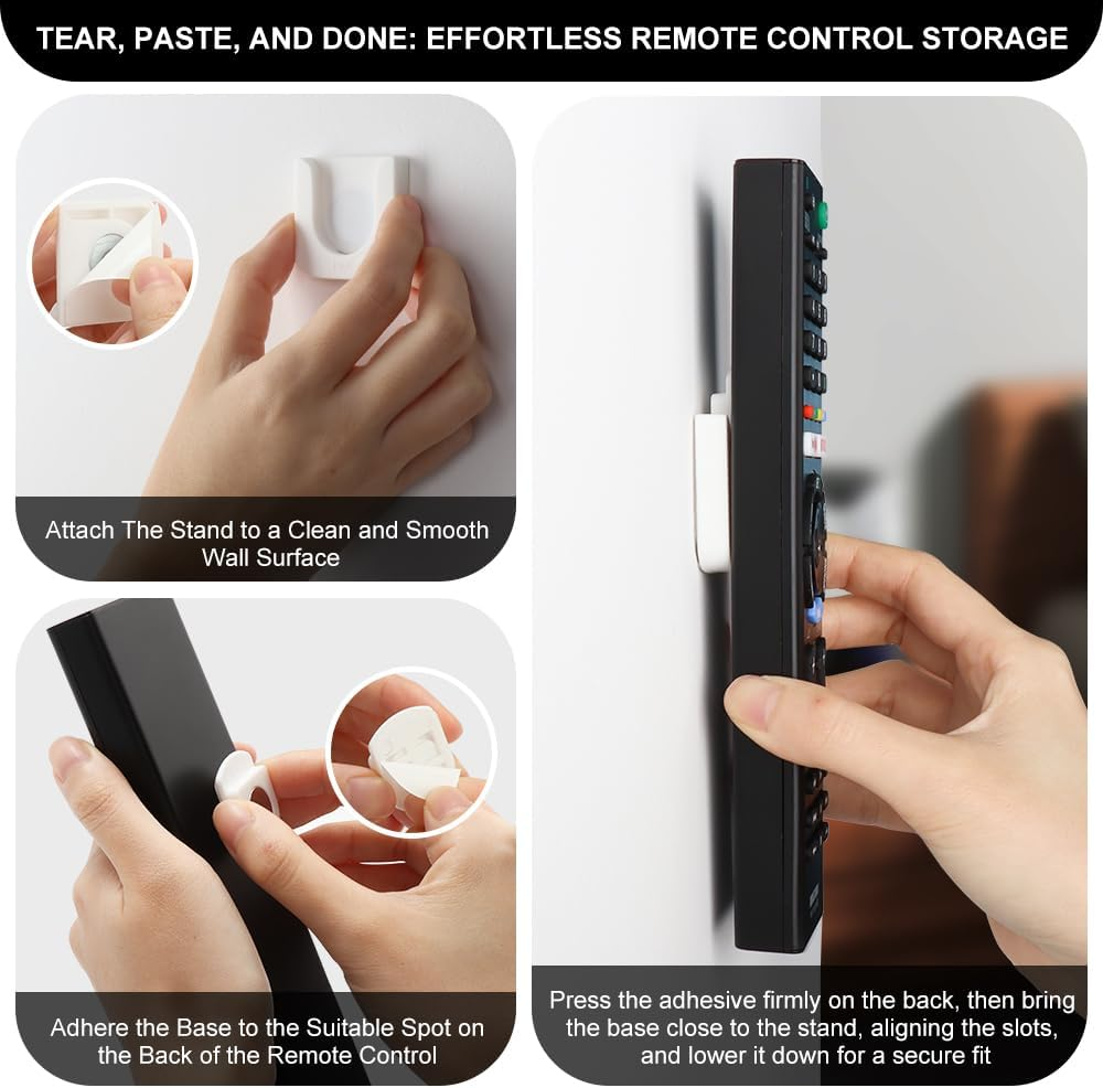 WALLFID Magnetic Remote Control Holder Wall Mount, Innovative Slot Design for Effortless Organization of Home, Office, and School Supplies - Organize and Fix Remotes with Ease (Black, 2 Pack) - Gray, 4 Pack image number 3