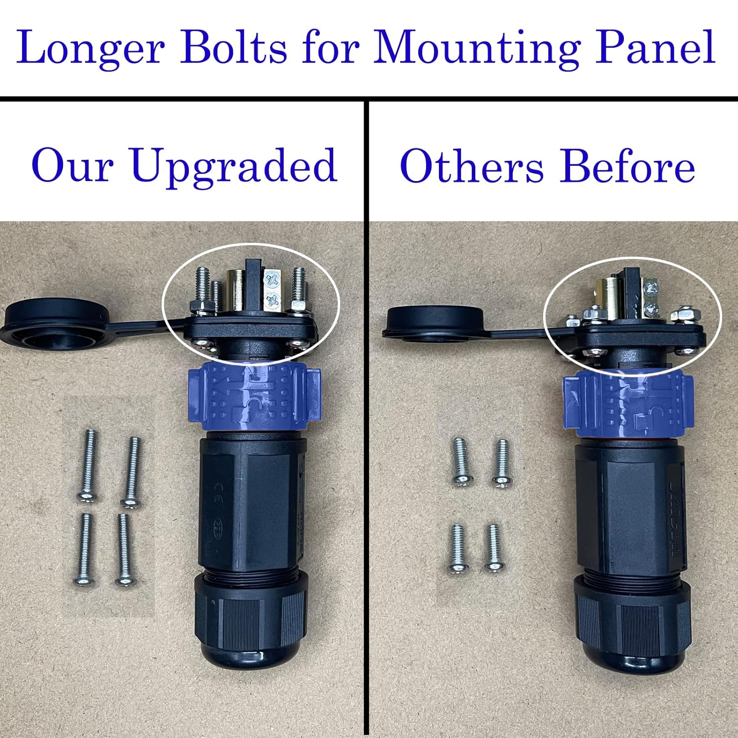 50 Amp Industrial Connector, 8AWG 2 Pin Waterproof IP67 Plug & Receptacle for Solar Array Charging RV Camper Trolling Motor (Blue) image number 4