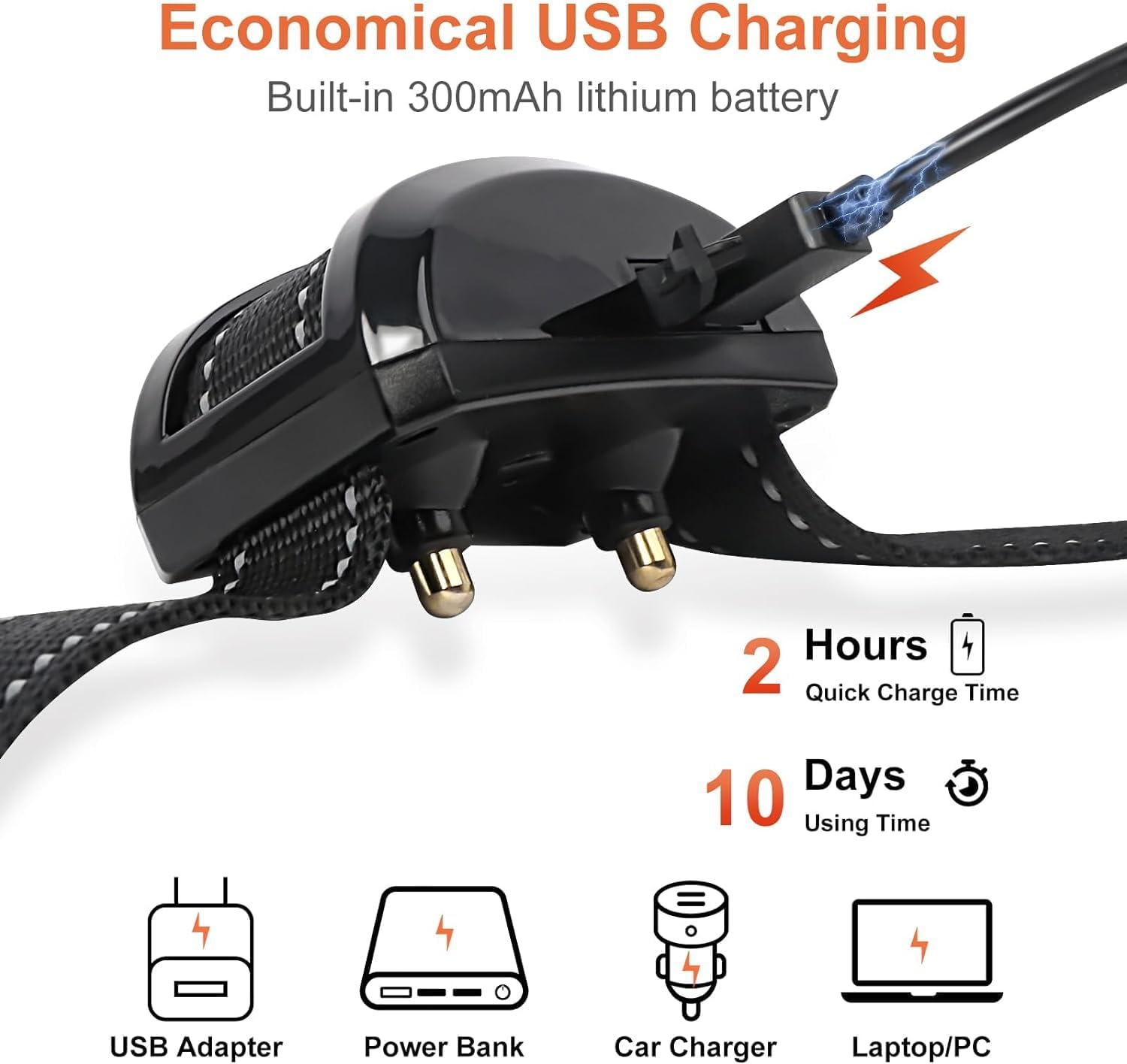 Dog Bark Collar, Dog Bark Collar for Small Medium Large Dogs with 4 Training Modes and 7 Level Sensitivity Adjustable, Rechargeable Bark Collar No Shock for Dogs with Beep Vibration Shock, Gold image number 2