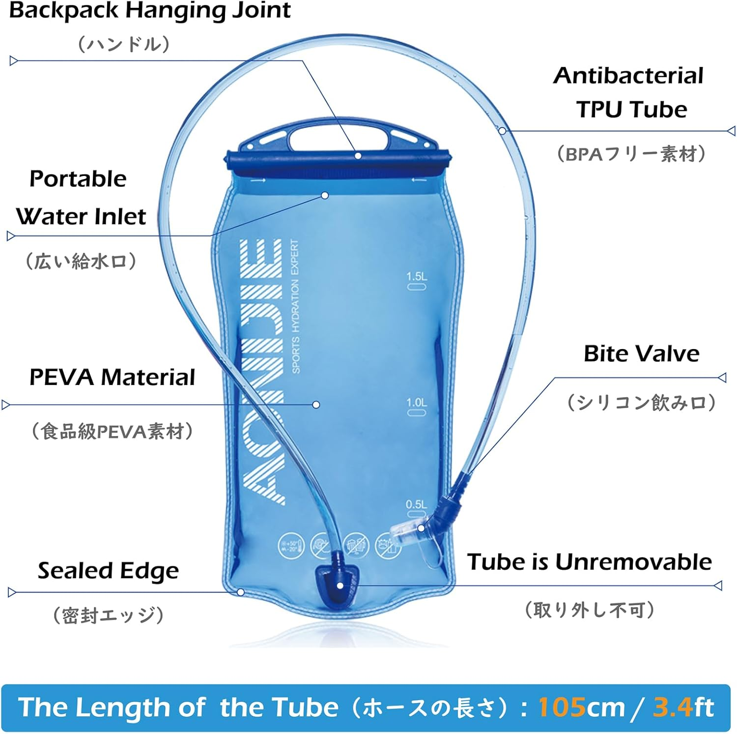 TRIWONDER 1L/1.5L/2L/3L BPA Free Hydration Bladder Hydration Pack Water Reservoir for Bicycling Hiking Camping Backpack