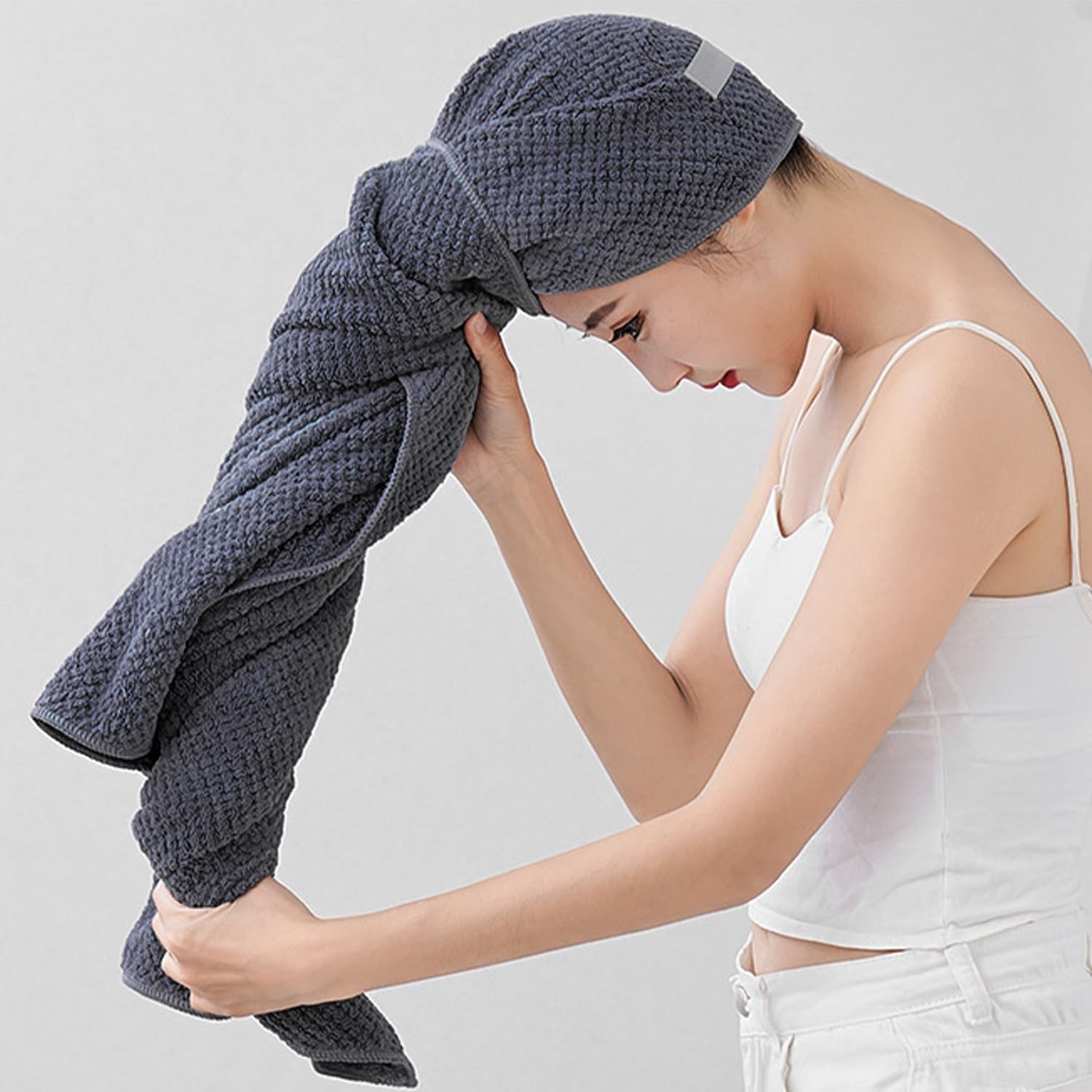 1 Piece Microfibre Hair Towel, Quick Drying and Absorbent Hair Drying Towel, Anti-Frizz Head Scarf, Large Hair Drying Head Scarf for Women (Grey 60 X 100 Cm) image number 5
