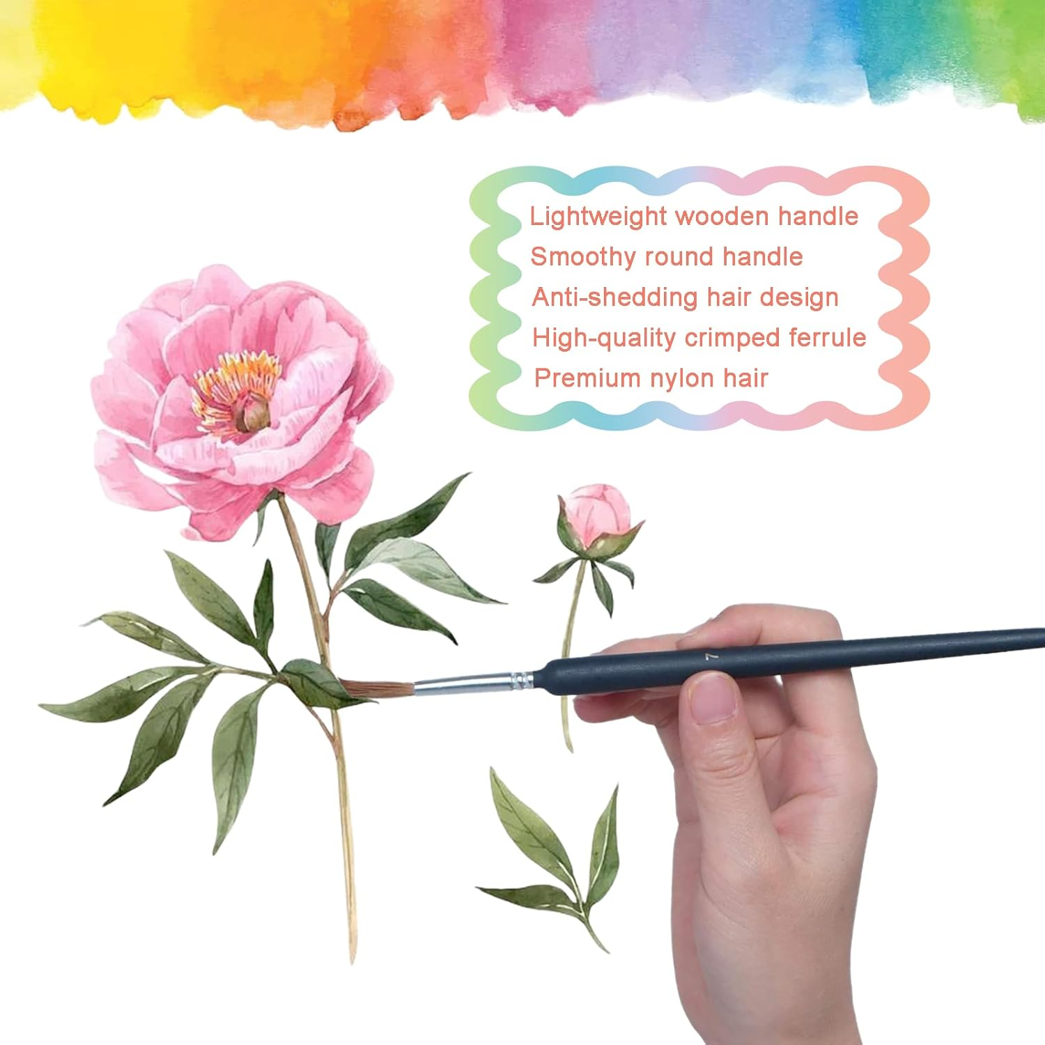 Hrenvaxil 11 Pcs Paint Brush Set with Ergonomic Handle, Miniature Paint Brushes, Suitable for Acrylic, Oil, Watercolor Painting and Paint by Numbers for Adults image number 2