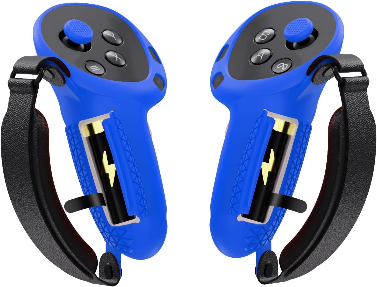 ZONEY Upgraded Controller Grips for Quest 3, Adjustable Hand Grips with Battery Openning and Foam Knuckle Straps, VR Protector Accessories Straps with Widen and Thicken Sponge (Black)