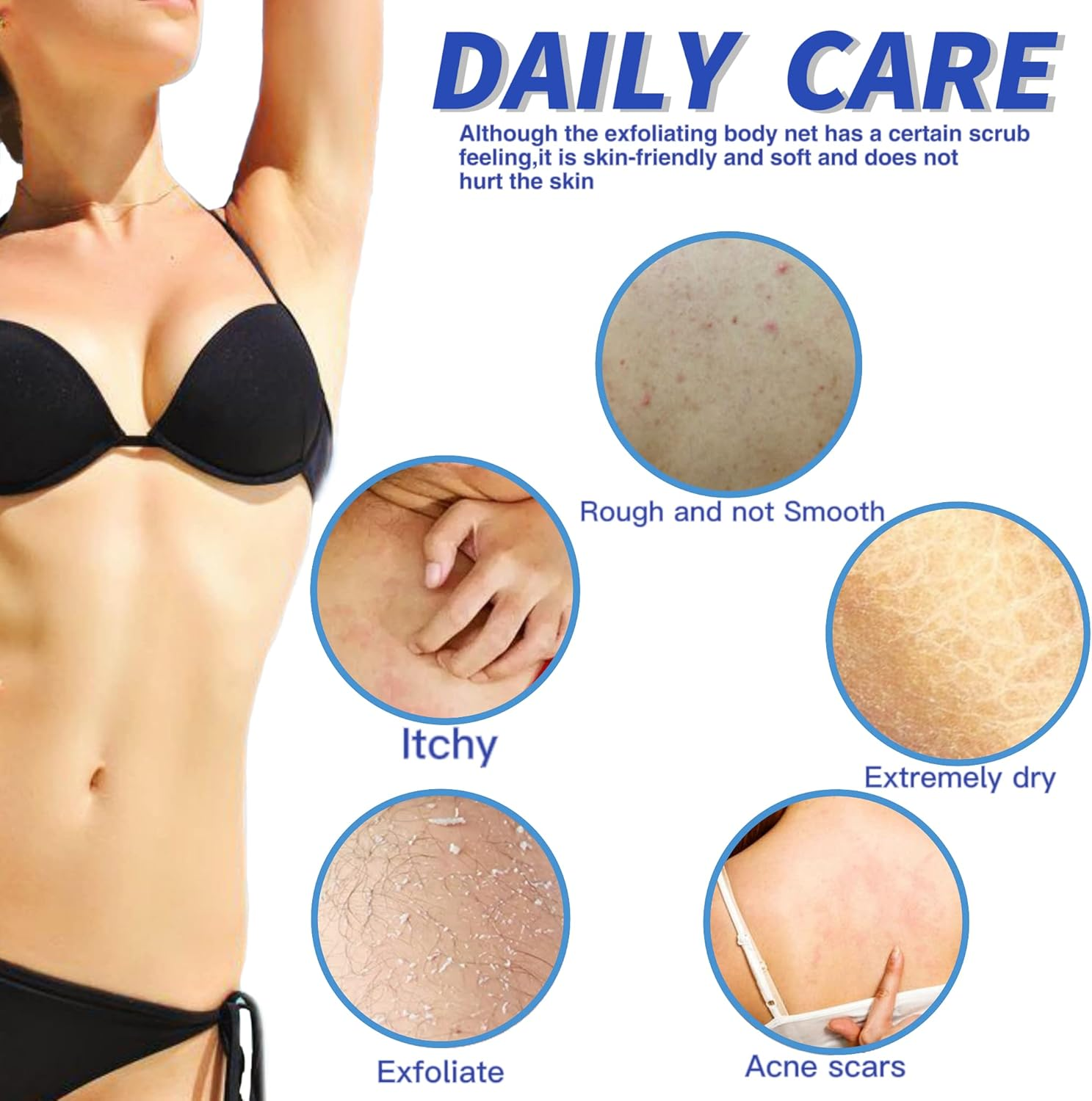 African Exfoliating Net Sponge, 4-Piece Nylon Bath Sponge Set image number 1