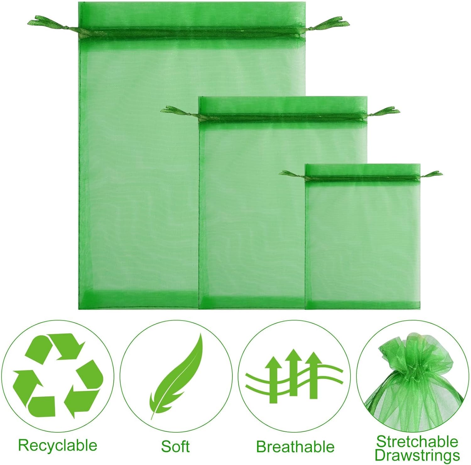 ZANZER 45 Pieces Fruit Protection Bags 3 Sizes Fruit Netting Bags for Fruit Trees Garden Netting Bags with Drawstring Fruit Cover Mesh Barrier Bag for Fruit Plant Flower image number 5