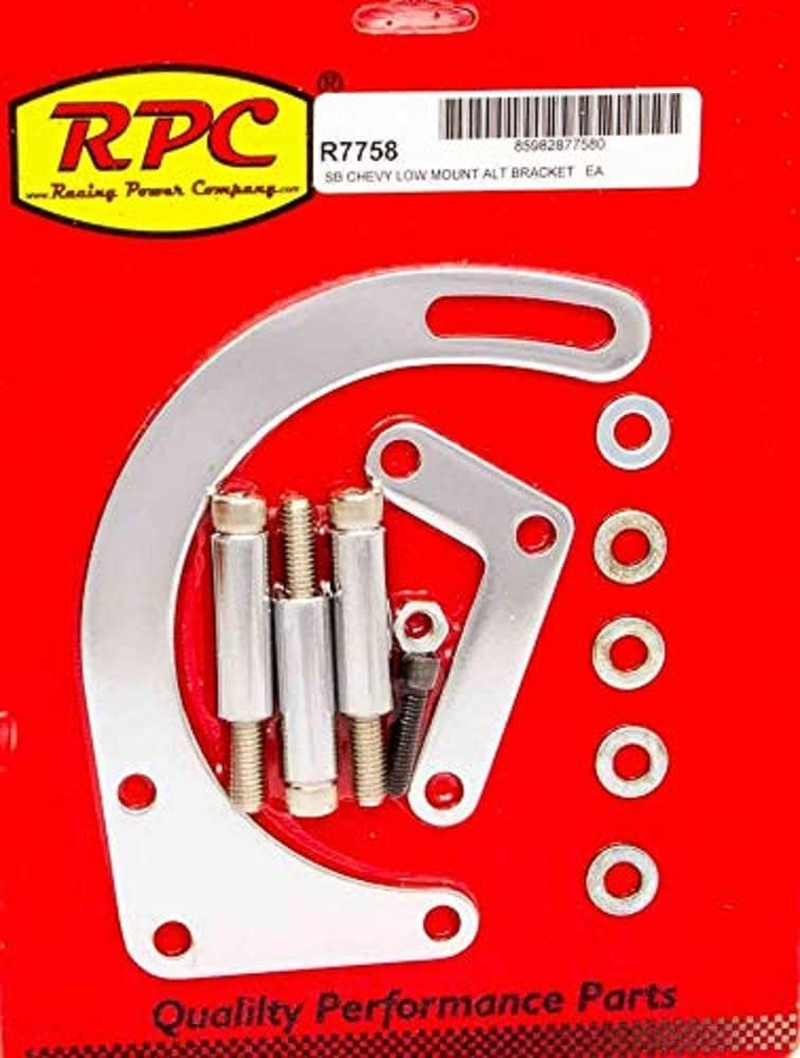 Racing Power Company R7758 Chrome Low Mount Alternator Bracket for Small Block Chevy