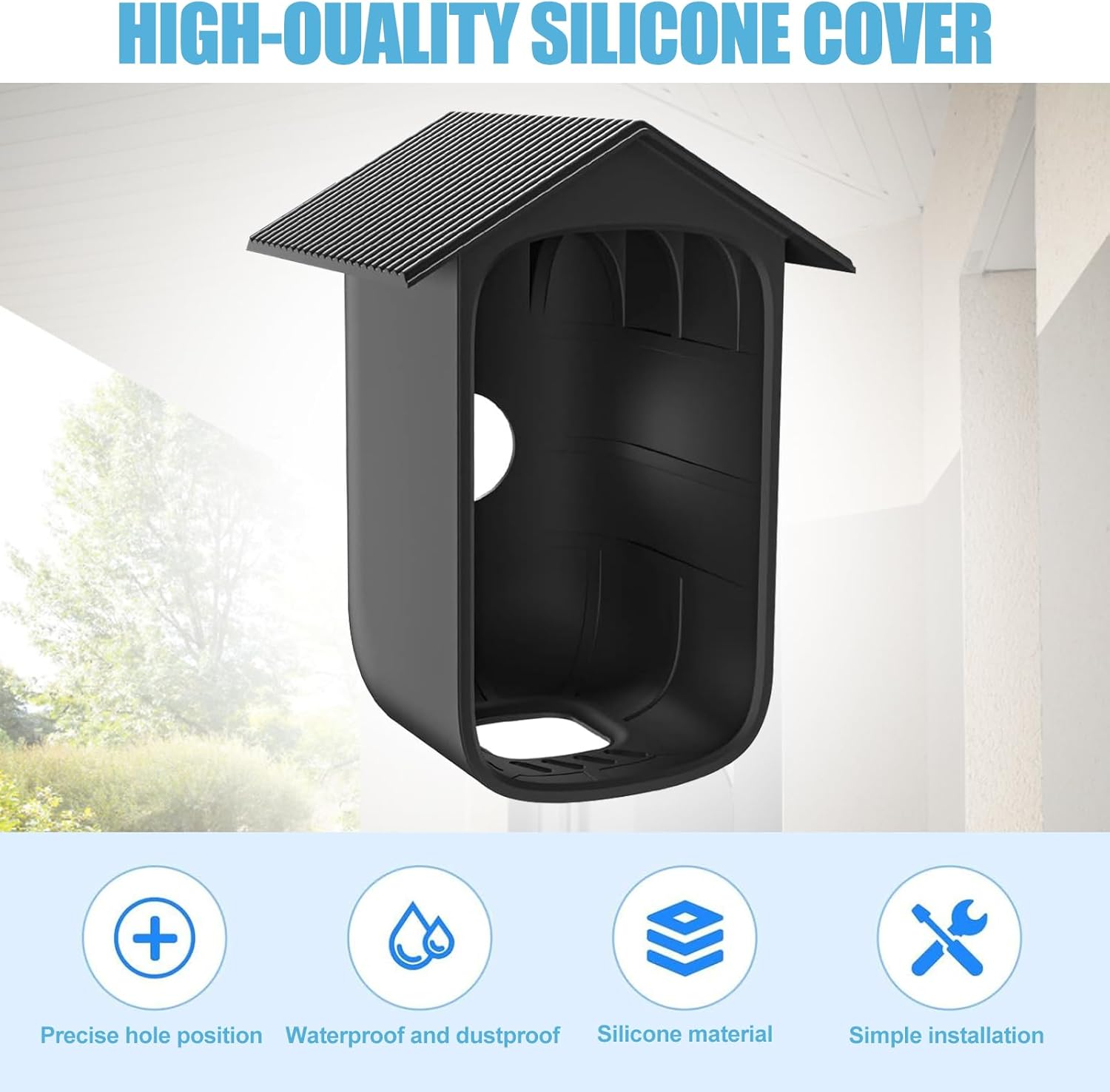 Hshenjhu Pack of 2 Weatherproof Silicone Case for Eufycam 2C/2C Pro, Eufycam 2C Black Silicone Protective Case, Waterproof Silicone Camera Protection, Waterproof, Soft, Durable, for Indoor and Outdoor image number 3