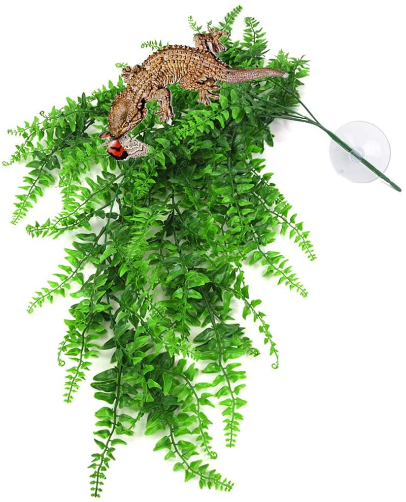 PINVNBY Reptile Plants Hanging Fake Vines Boston Climbing Terrarium Plant with Suction Cup for Bearded Dragons Lizards Geckos Snake Pets Hermit Crab and Tank Habitat Decorations (2 Pack) image number 3