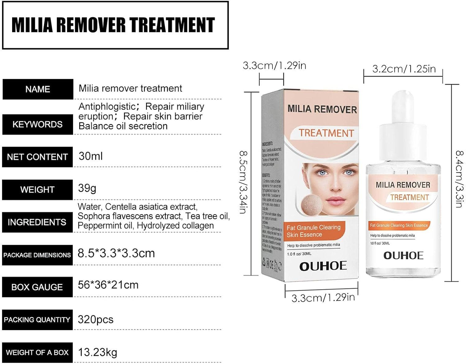 Milia Remover - 30Ml Gentle and Safe Milia Remover for Fat Granule Clearing - Milia Spot Skin Care Product Helps Dissolve and Reduce Milia, Works Face And