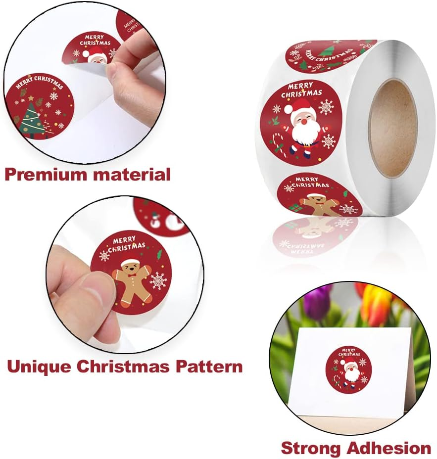 MIYKA 500 Pcs Holiday Stickers Xmas Label Tags for Present Wrapping, Envelopes, Cards, Gift Packing (Style B) image number 5