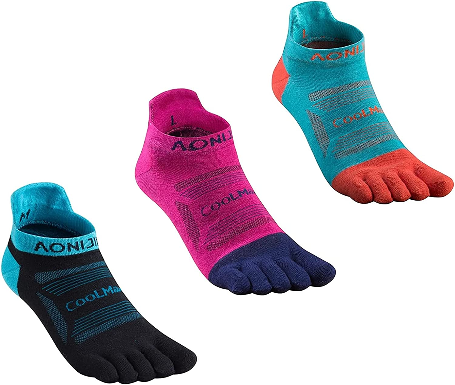 3 Pack Sports Low Cut Socks Men Women Toesocks Arch Support No Blister Five Finger Toe Socks