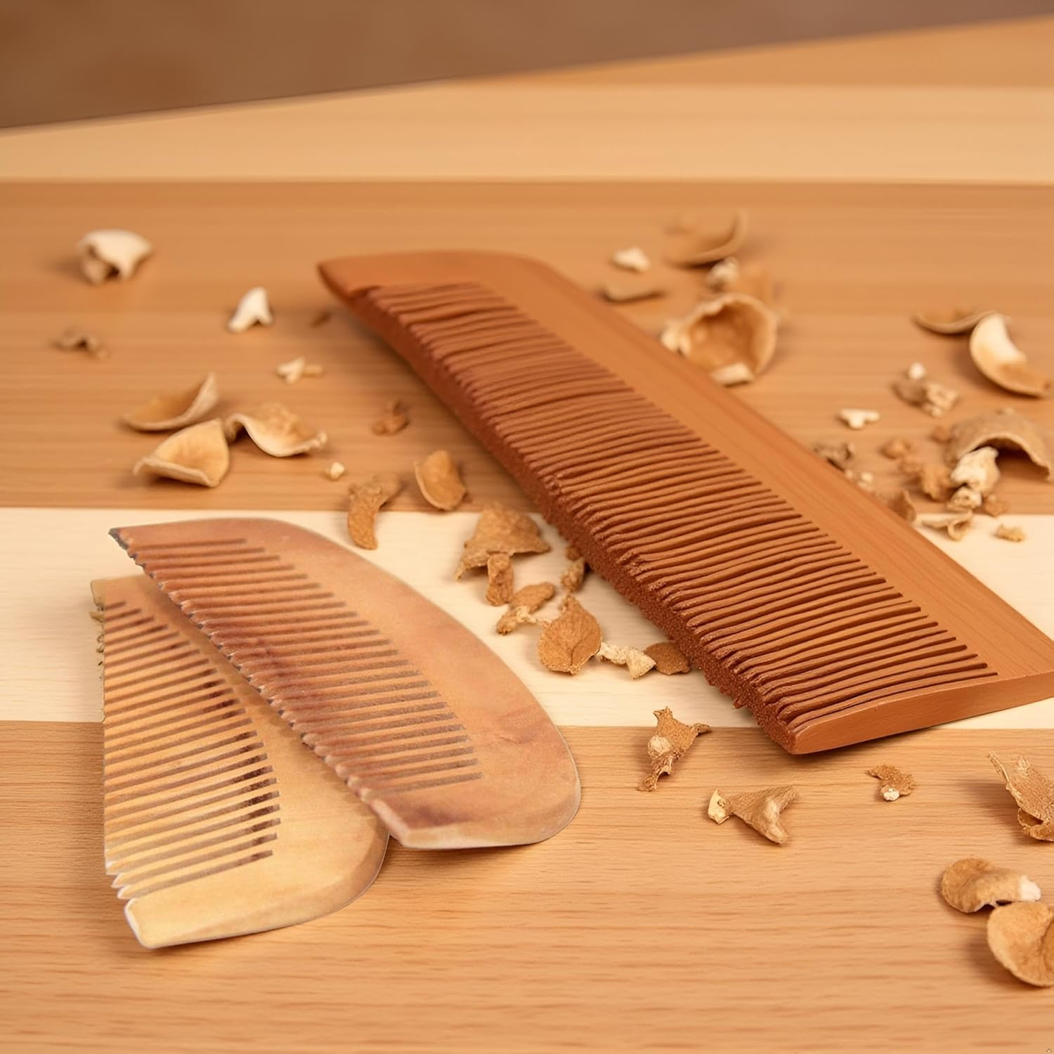 2 PCS Peach Wood Wooden Comb Anti-Static Comb Close Tooth image number 5