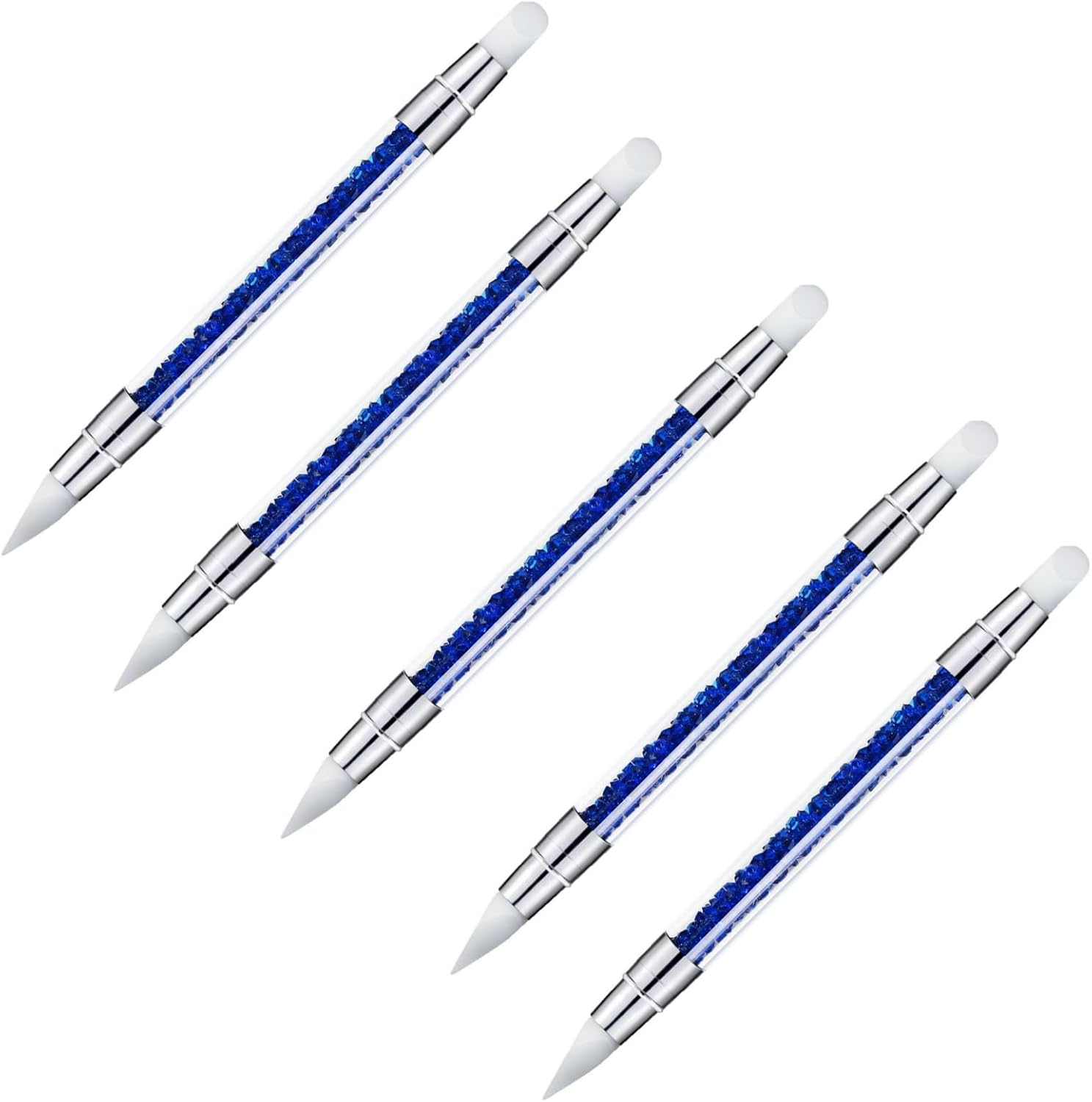 5 Pieces Silicone Brush, Soft Tipped Sculpture Pen, Creative Rhinestone Fingernails Polish Carving Pen, Silicone Manicure Dotting Salon Tool Set for Women