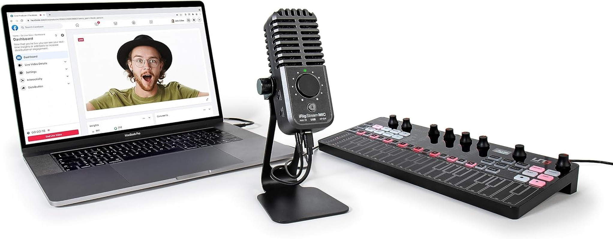 IK Multimedia Irig Stream Mic USB Condenser Microphone with Integrated Audio Interface -Podcast Microphone, Gaming Microphone for Pc, Streaming Microphone plus Audio Mixer USB Audio Interface image number 2